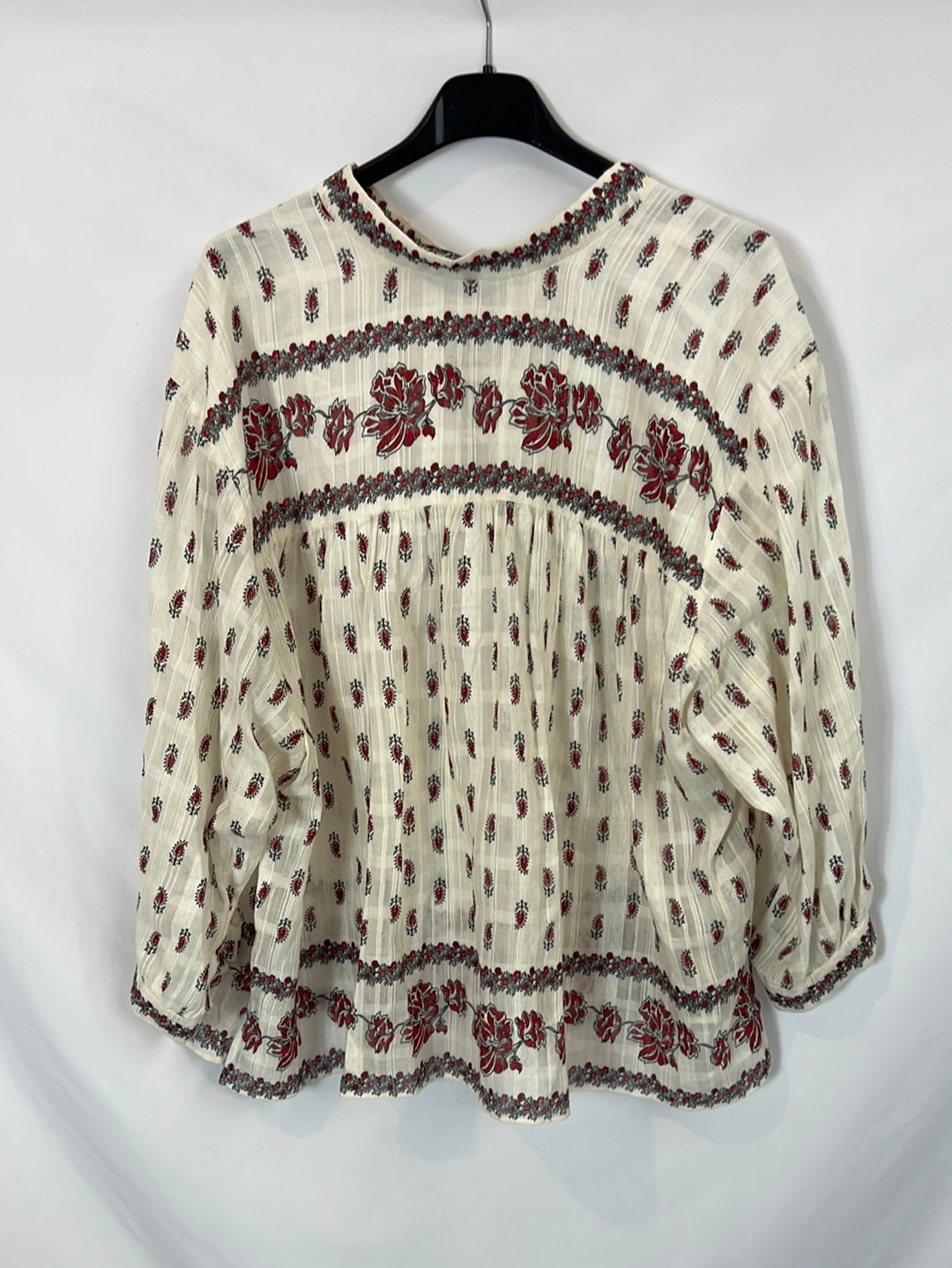 MASSCOB. Blusa beige flores T.xs