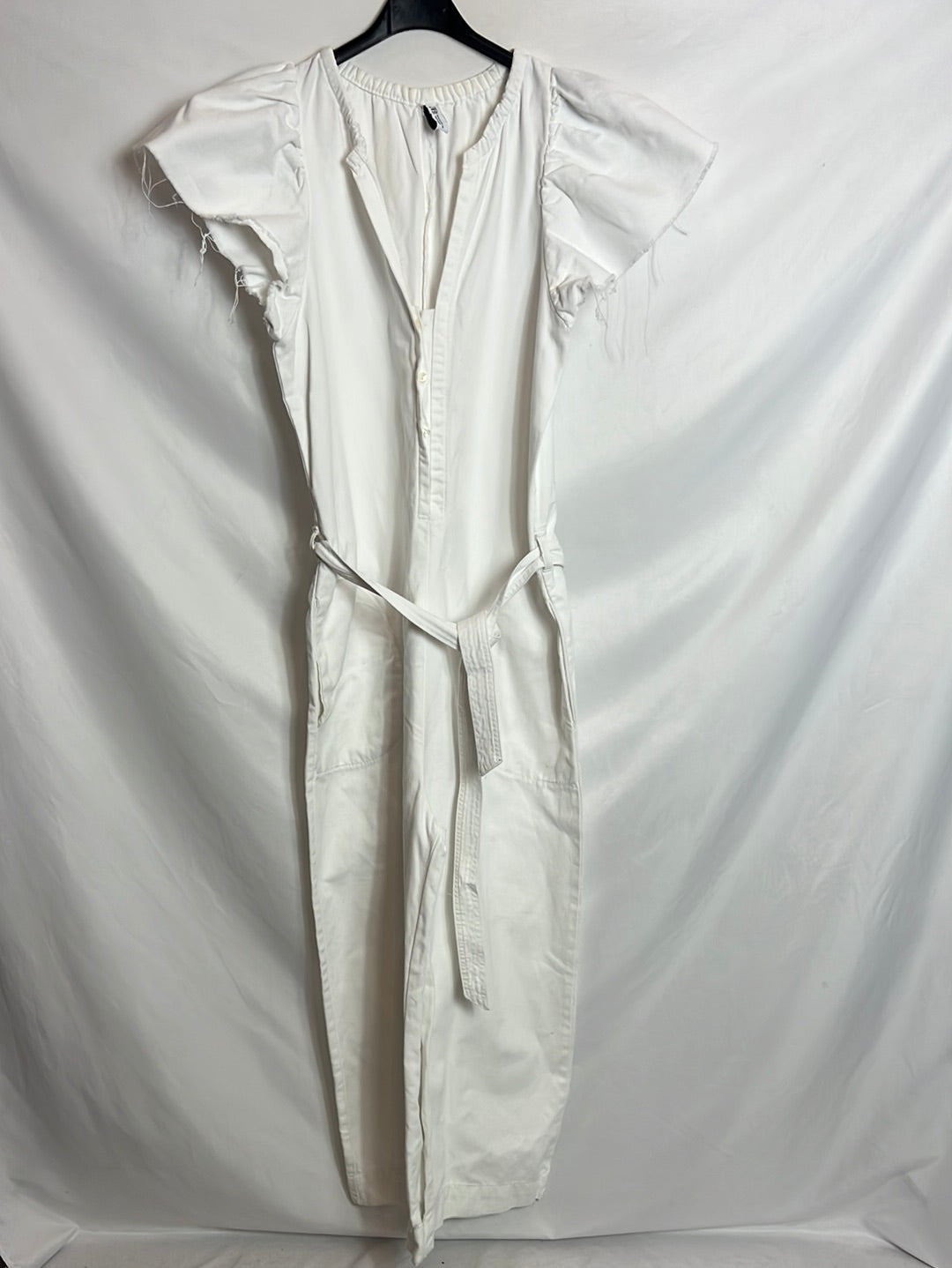 ZARA. Mono denim blanco pata ancha. T M