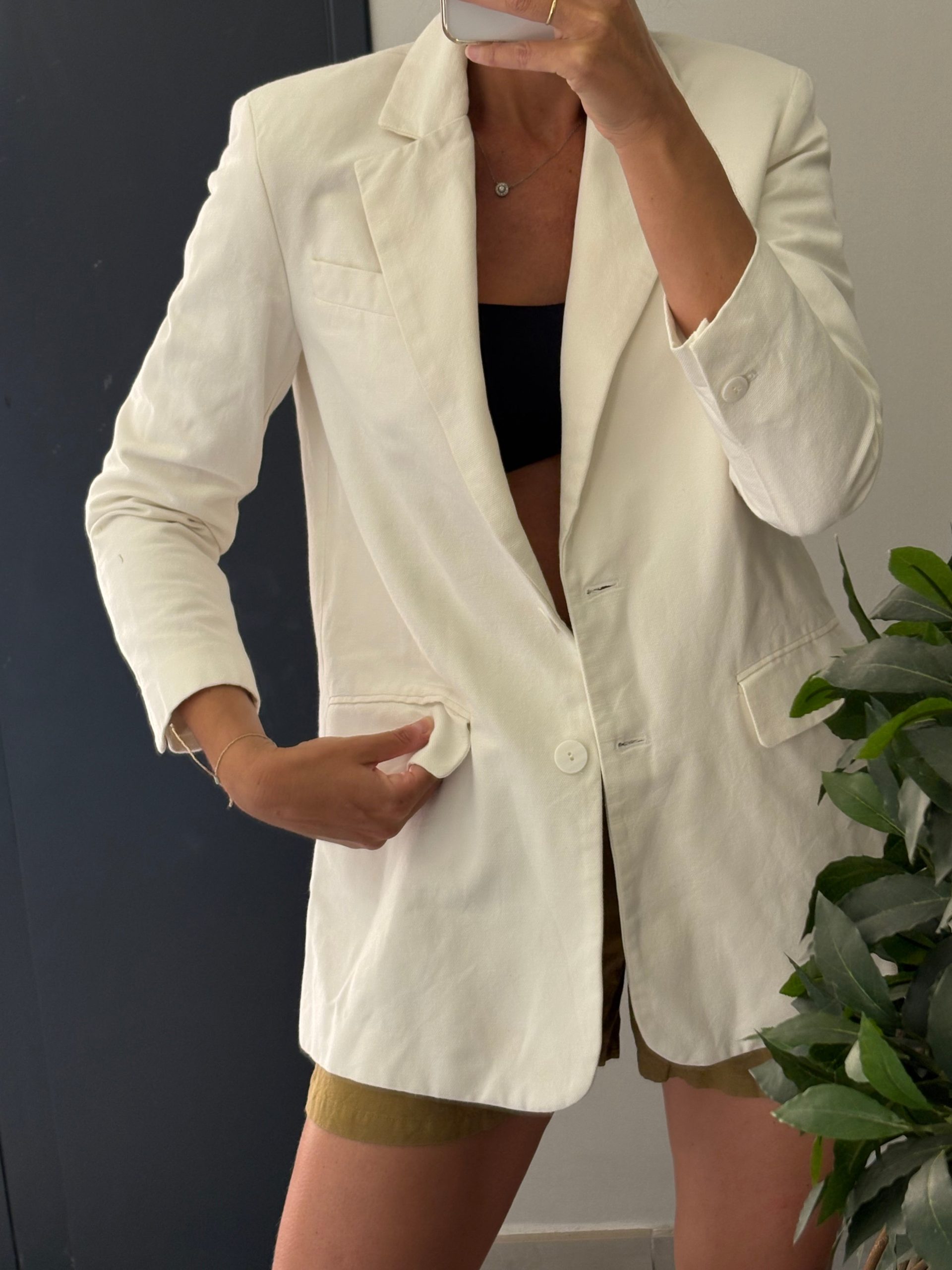 ZARA. Blazer blanca textura T.m