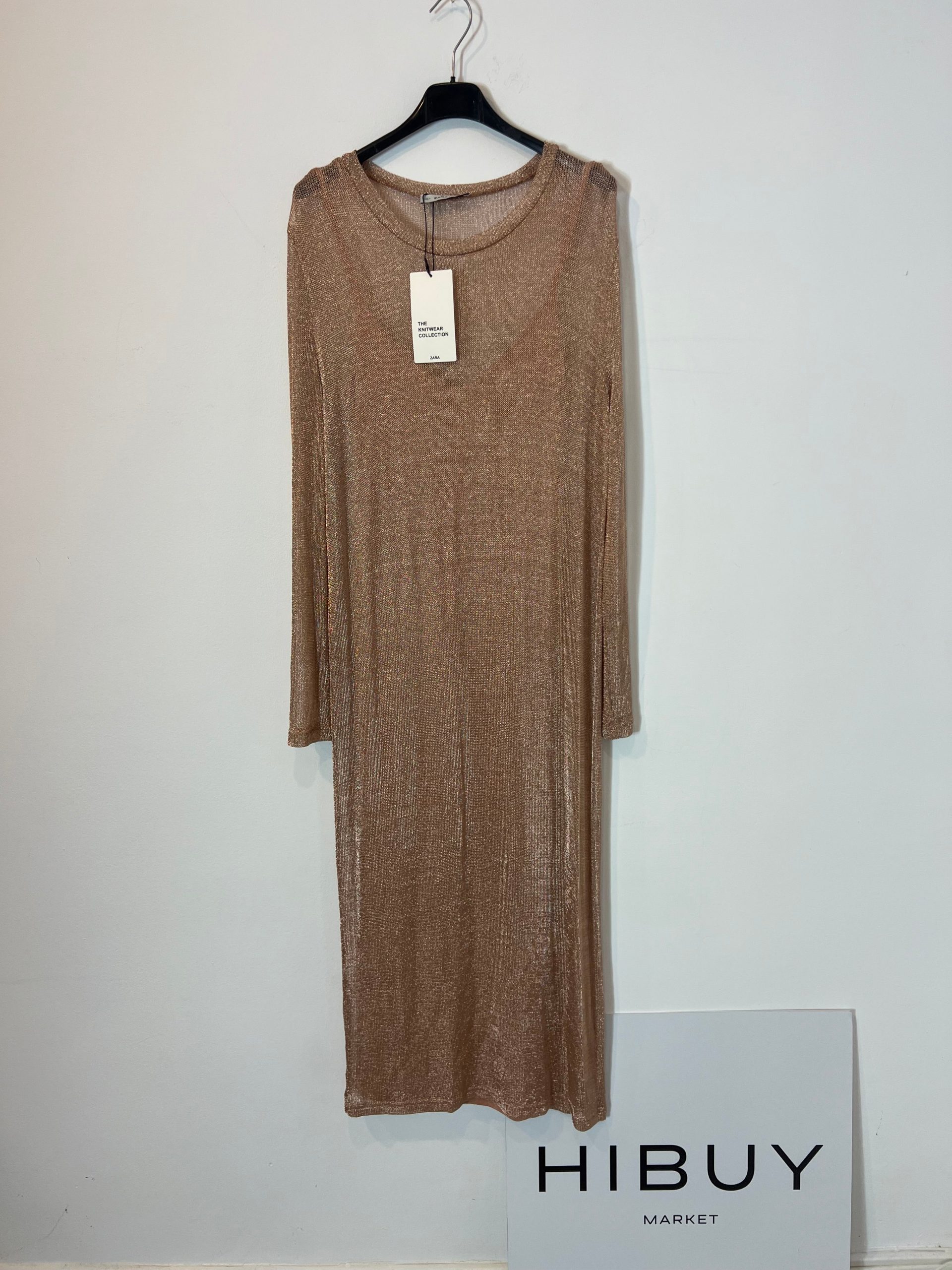 ZARA. Vestido textura brillo. T S