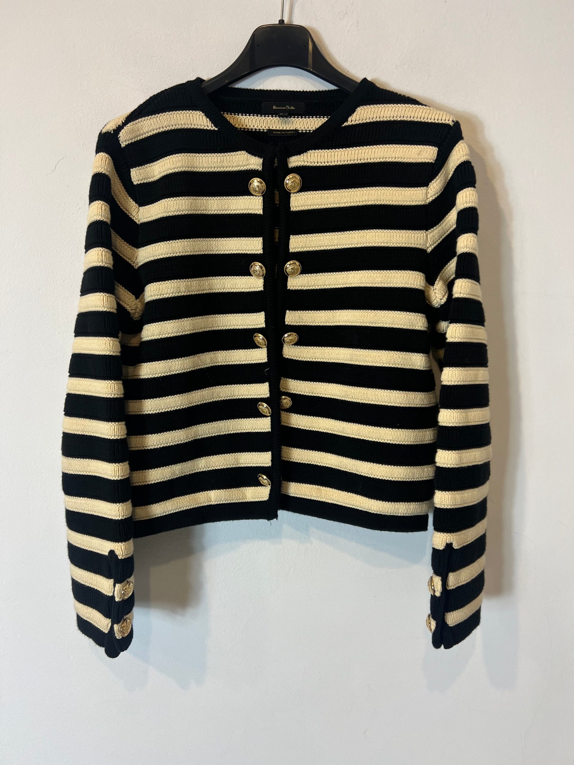 MASSIMO DUTTI. Cárdigan rayas botones dorados. T XS