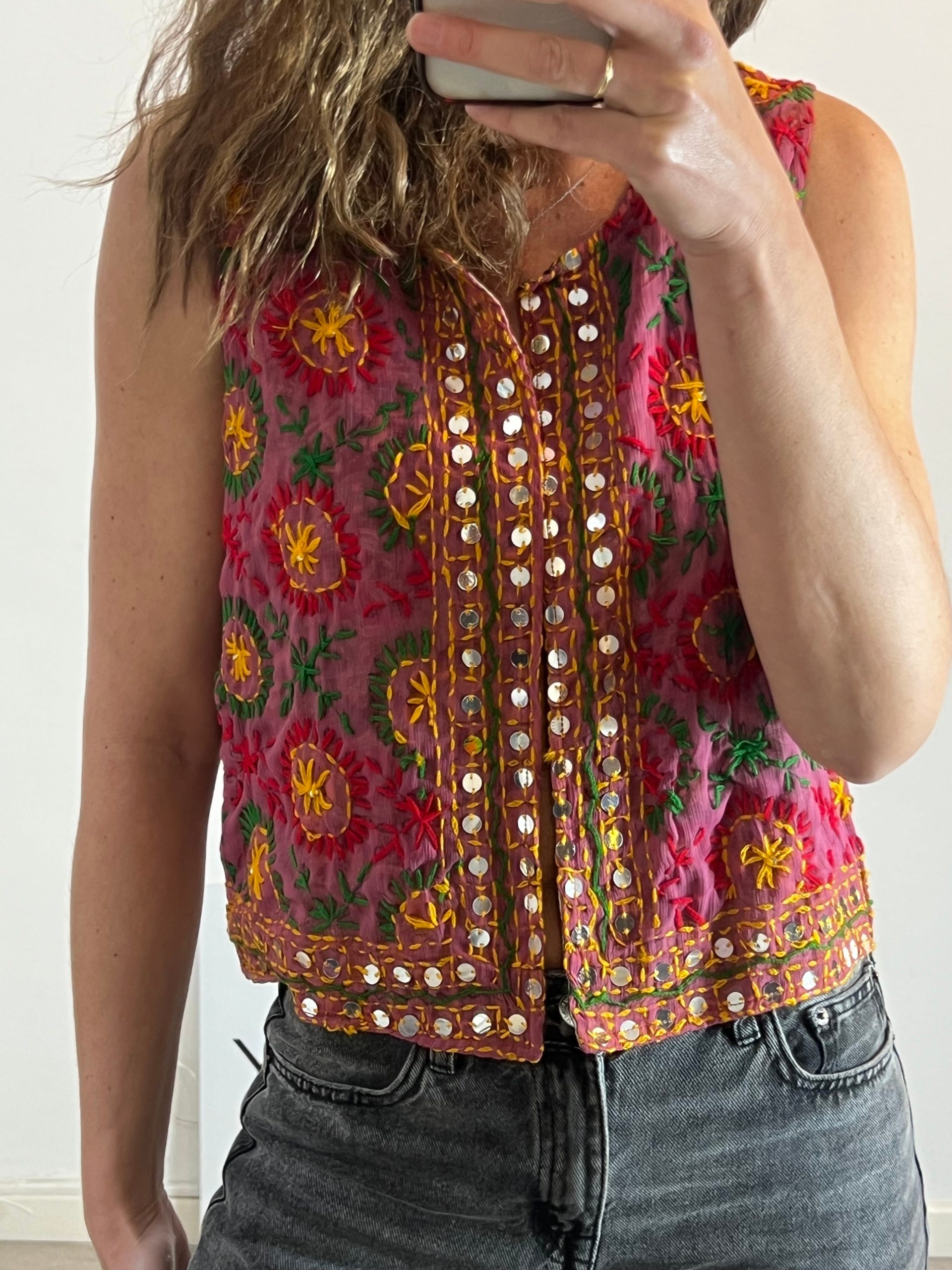 LIV. Chaleco seda estampado reversible. T M