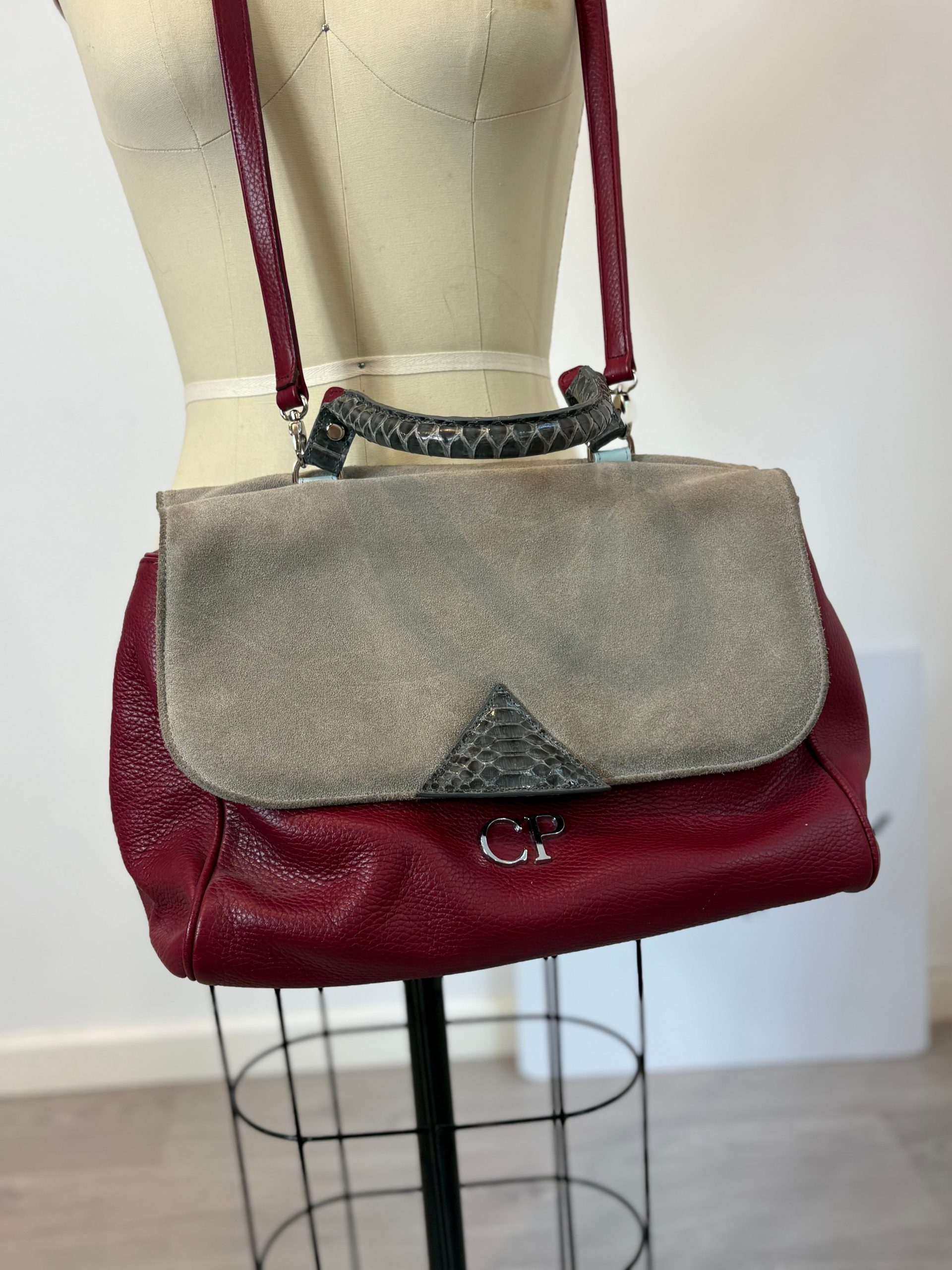 TITA MADRID. Bolso bicolor piel (tara)