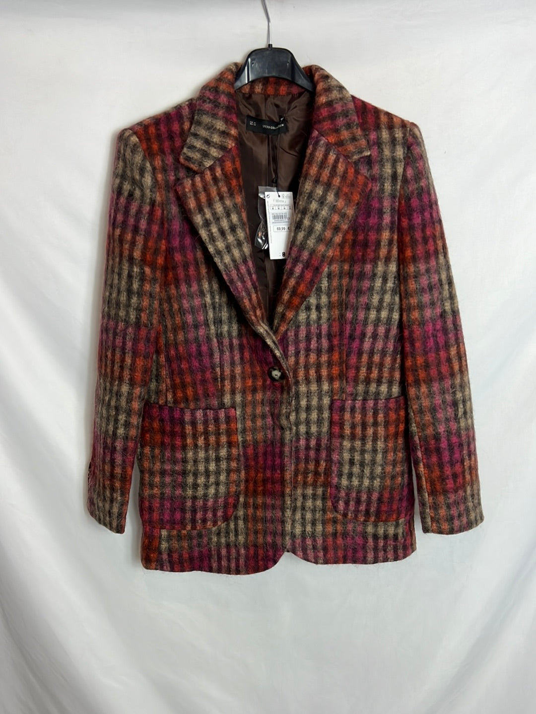 SFERA. Blazer/abrigo cuadros textura . TM