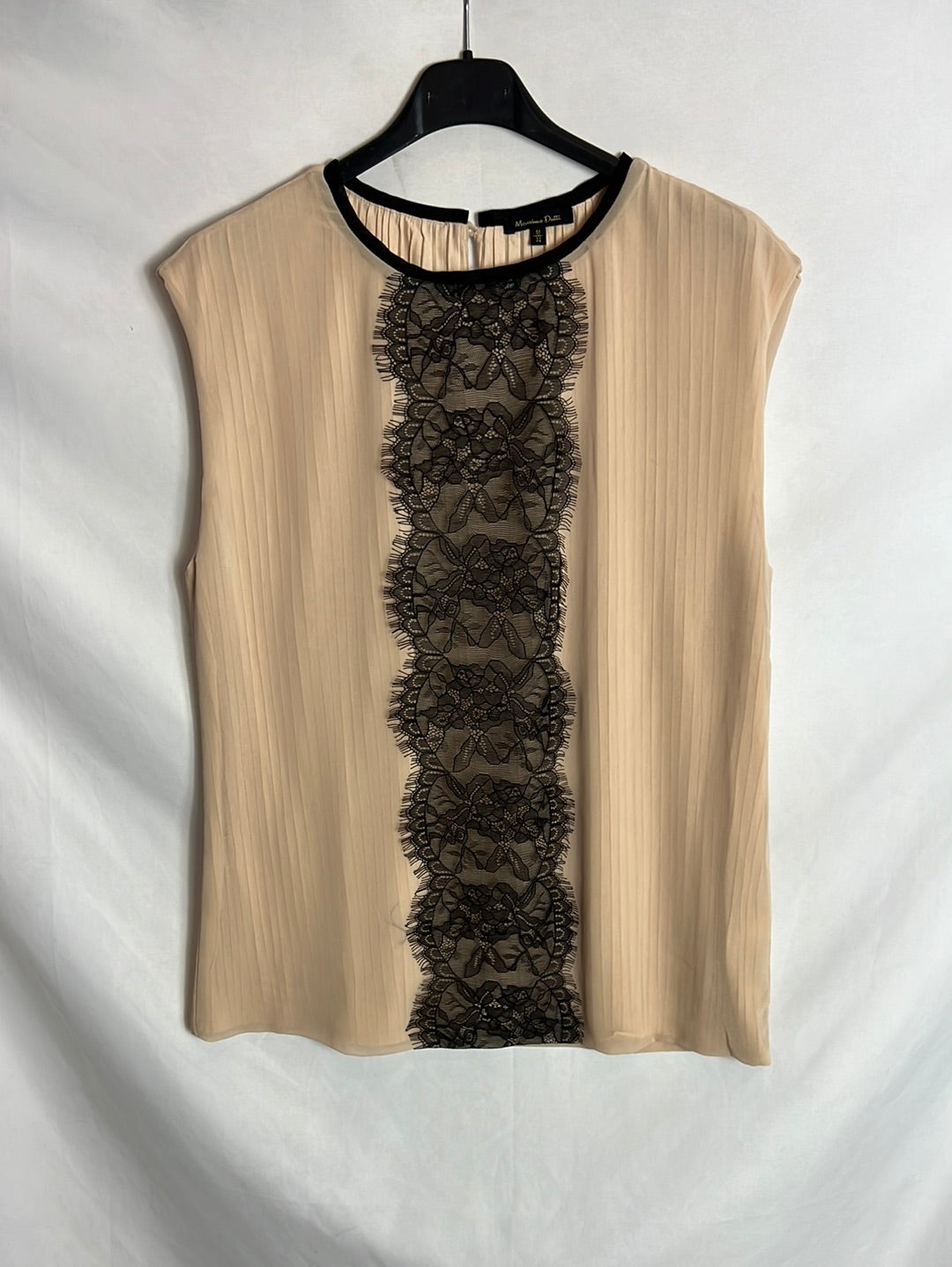 MASSIMO DUTTI. Top color nude doble capa. T M