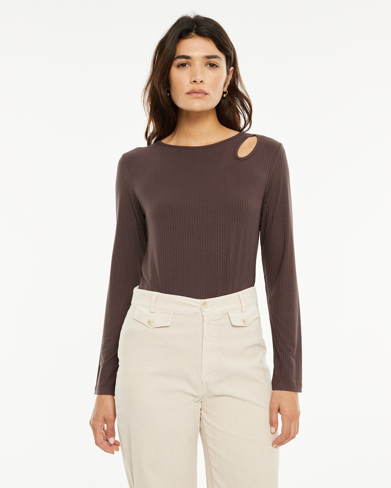 Camiseta canalé cut-out