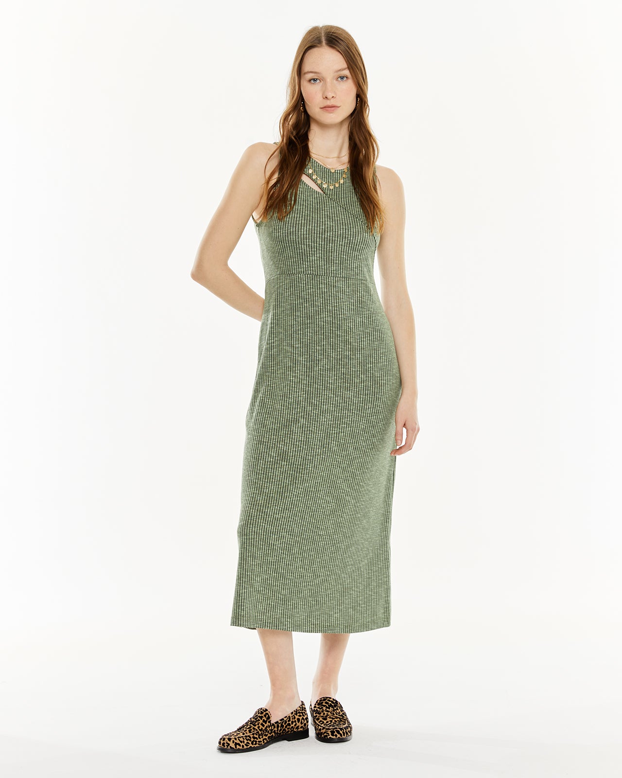 Vestido canalé cut-out