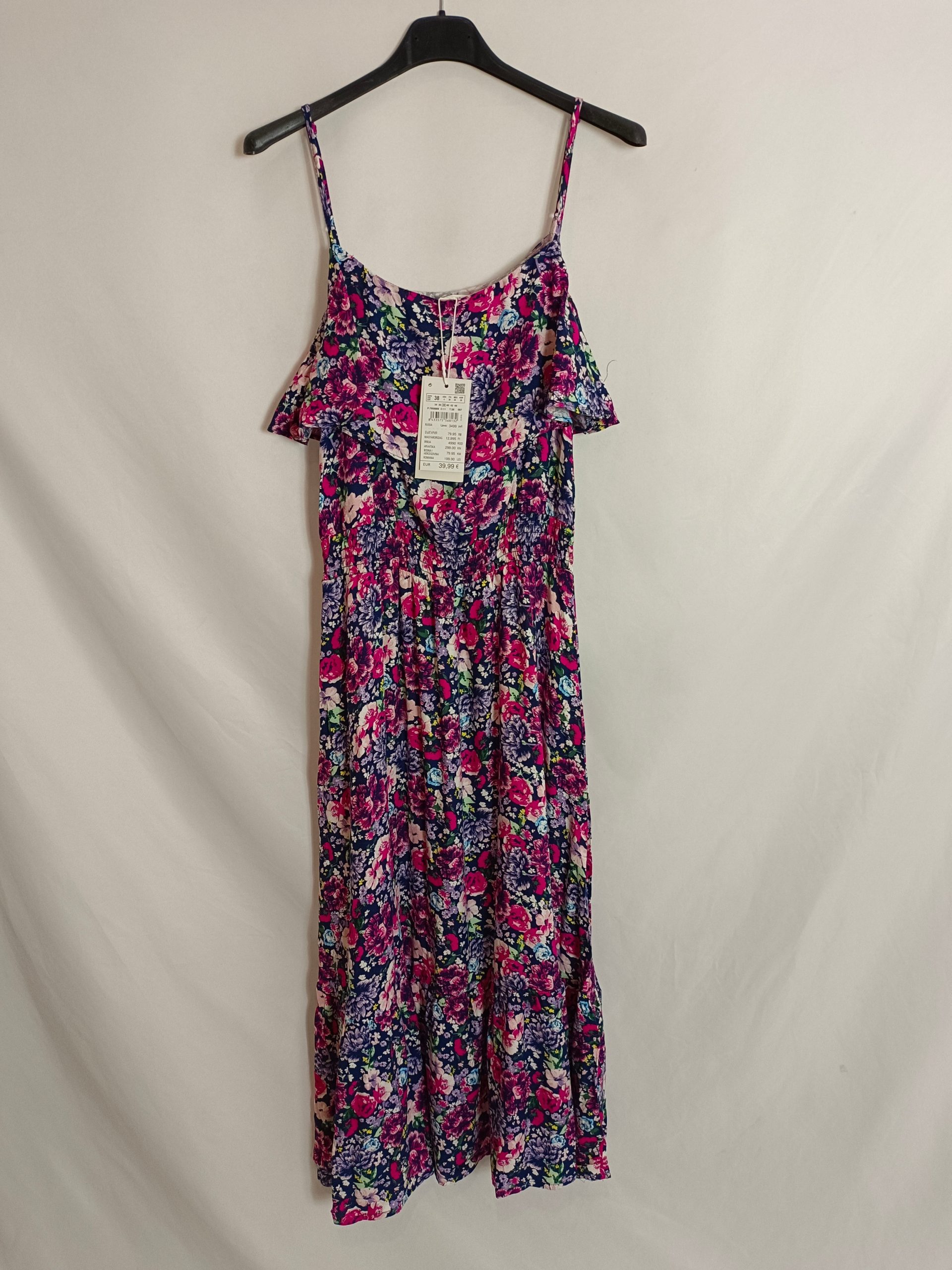 SPRINGFIELD. Vestido largo azul flores T.38