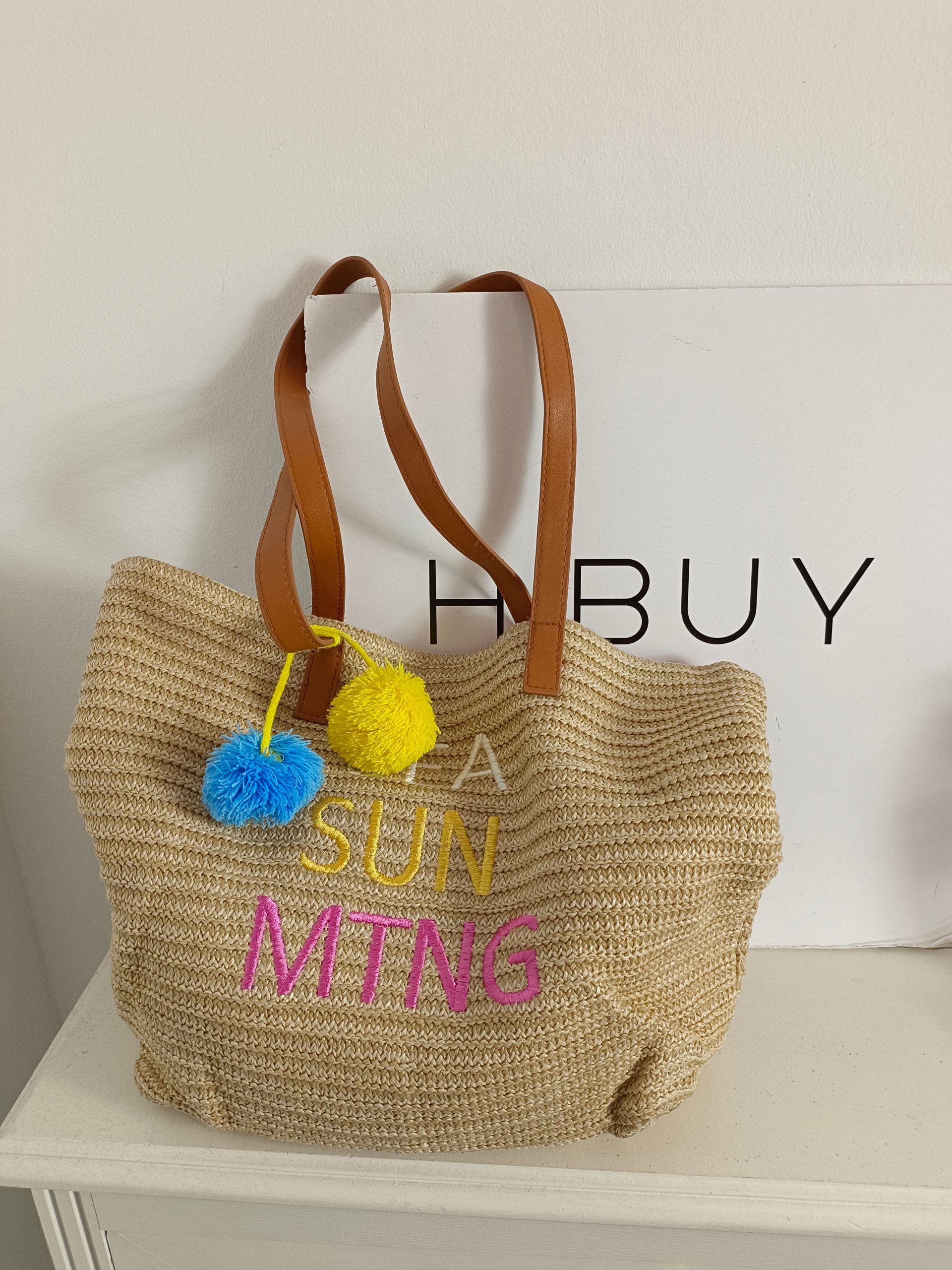 MUSTANG. Bolso rafia bordado