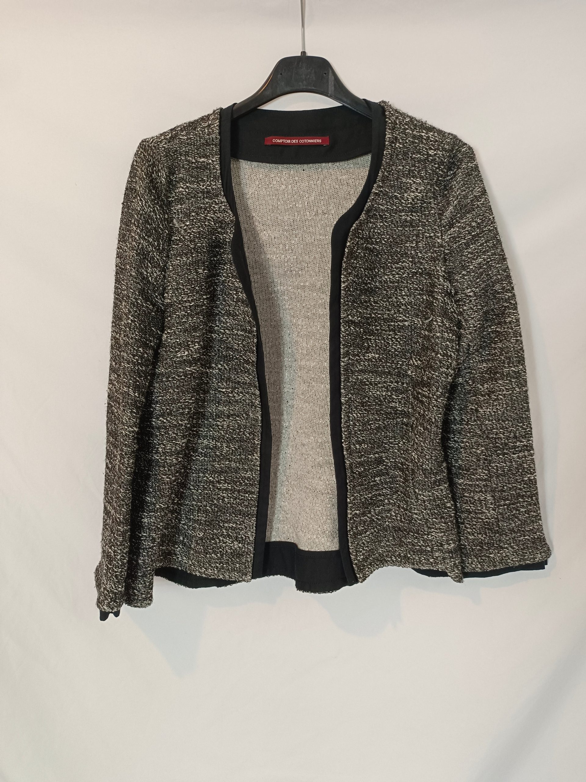 COMPTOIR DES COTONNIERS. chaqueta tweed negro T.38