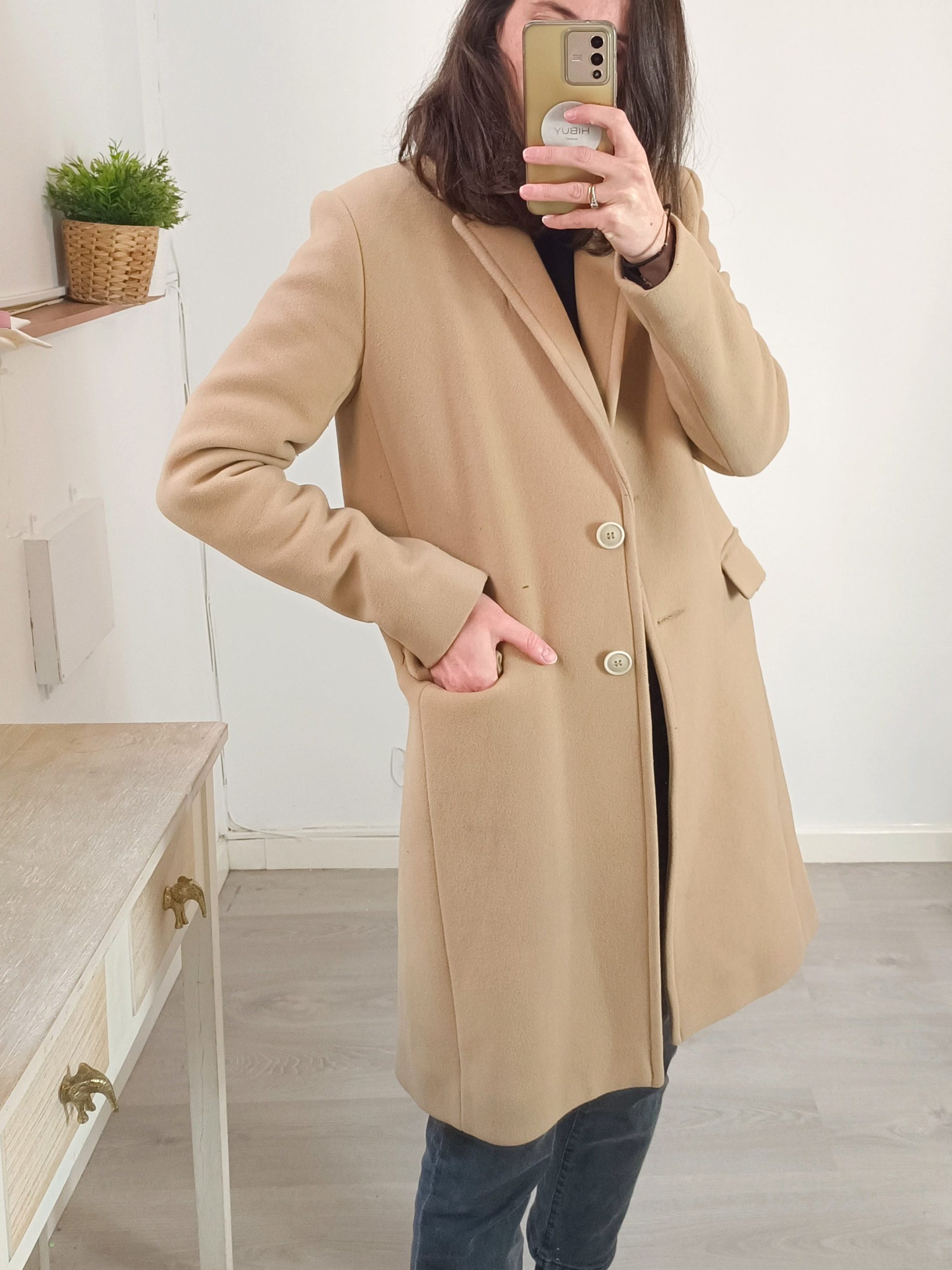 COMPTOIR DES COTONNIERS. Abrigo paño camel T.m