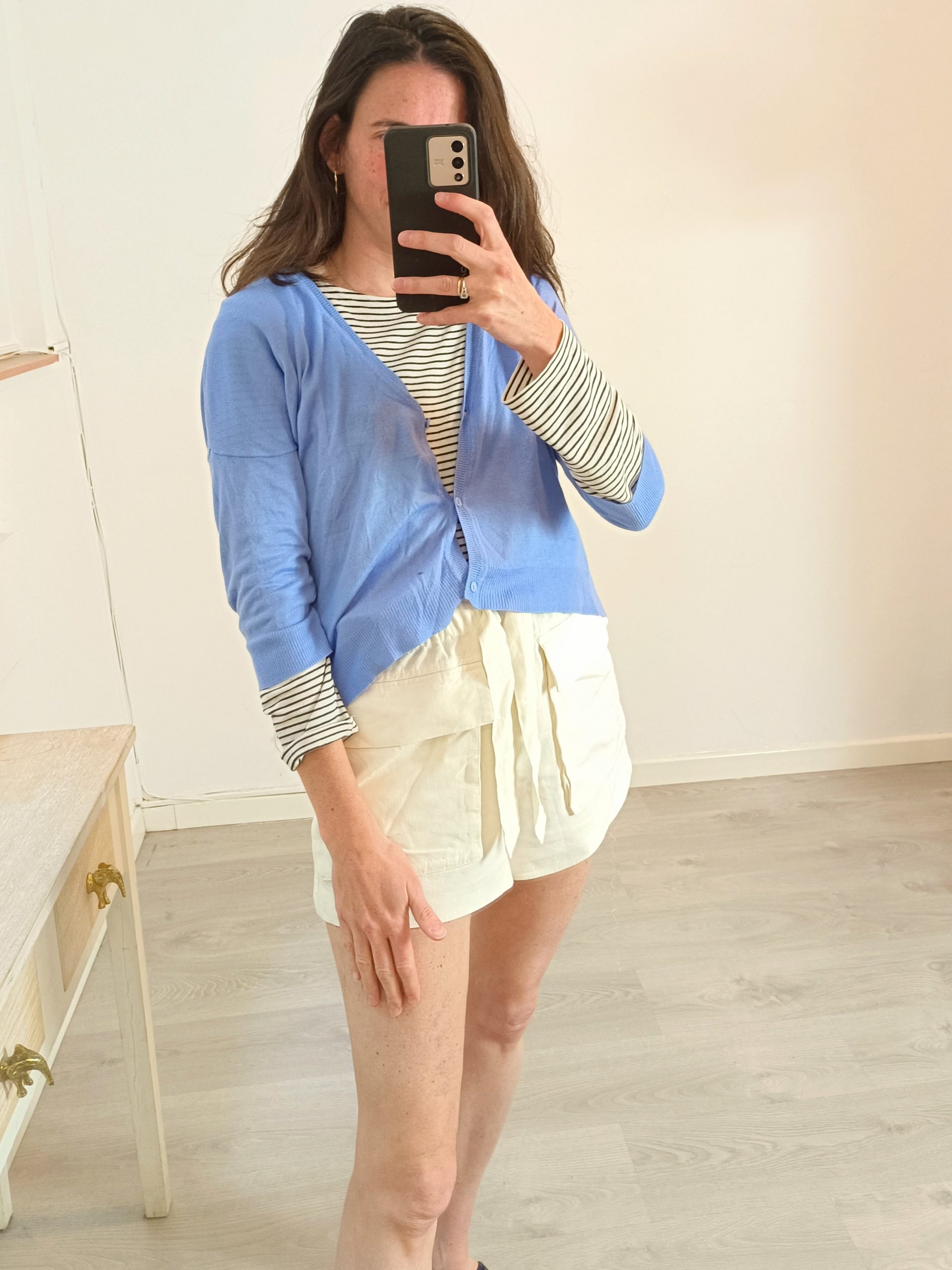 ZARA. Bermuda beige lino T. XS