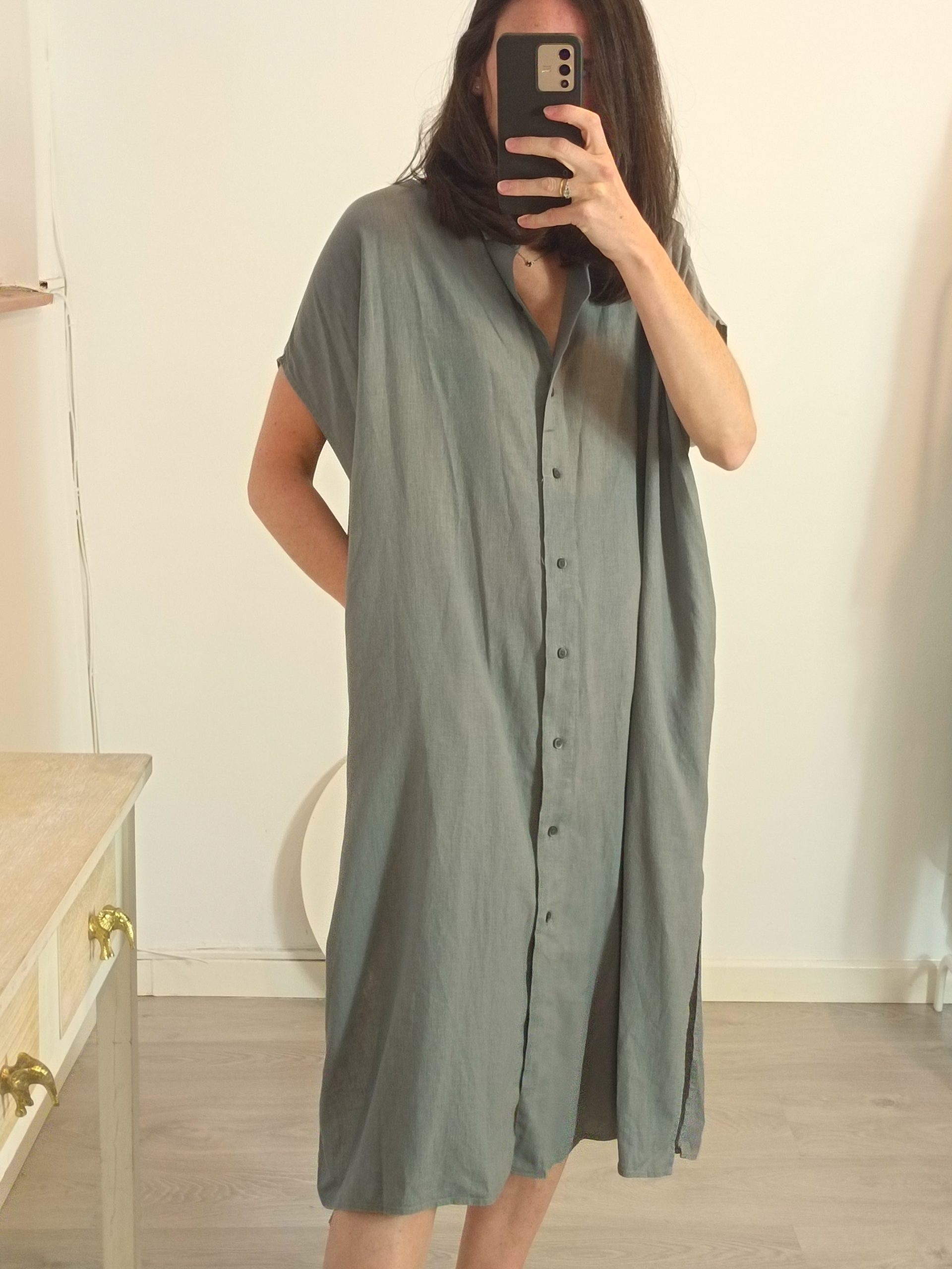 UNIQLO. Vestido camisero gris T.s