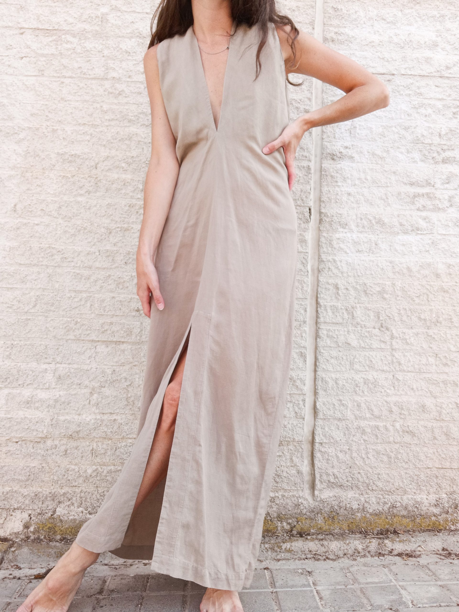 BIMBA Y LOLA. Tejido tipo lino beige T.s