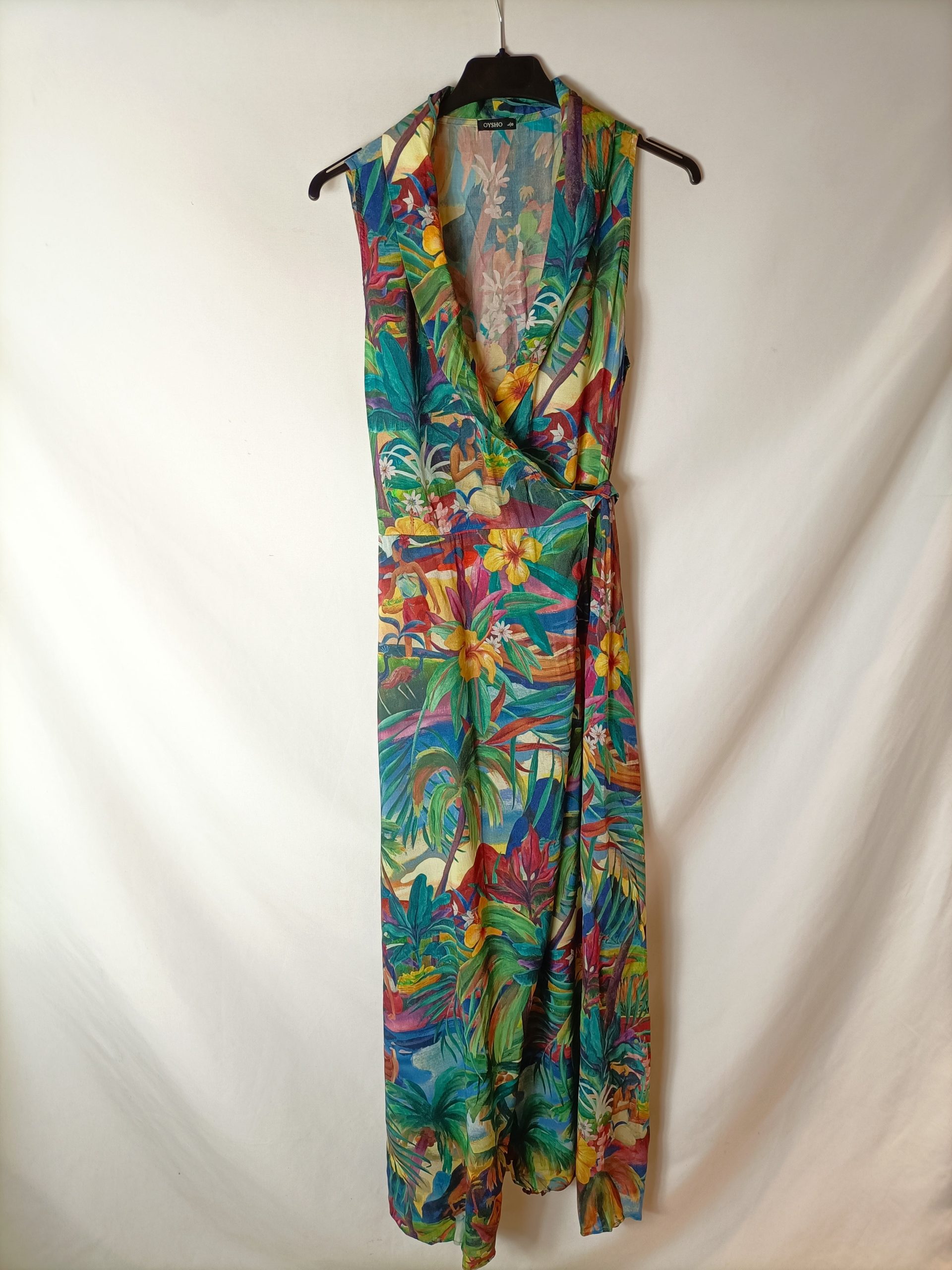 OYSHO. Vestido midi cruzado T.l