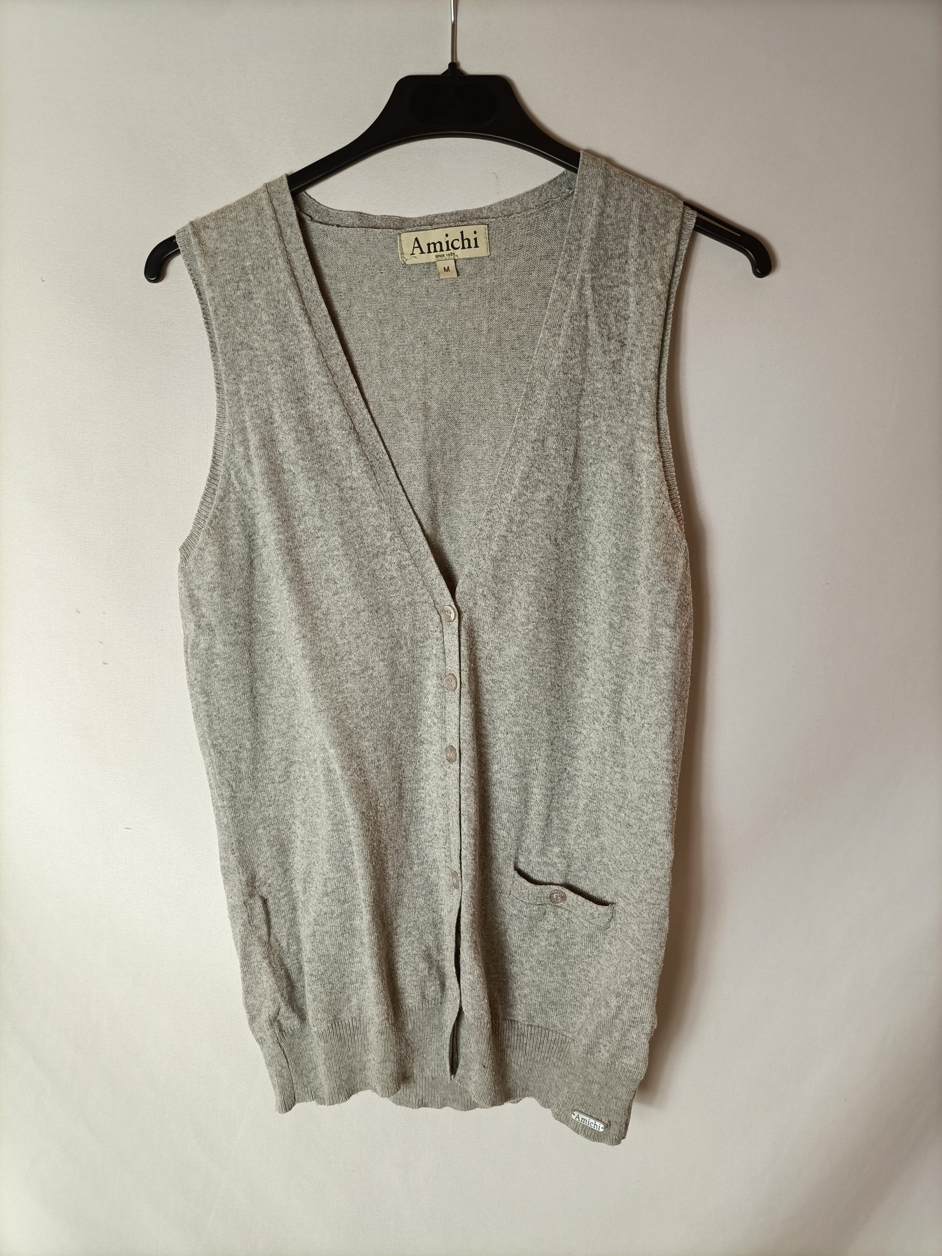 AMICHI. Chaleco gris algodón. T M