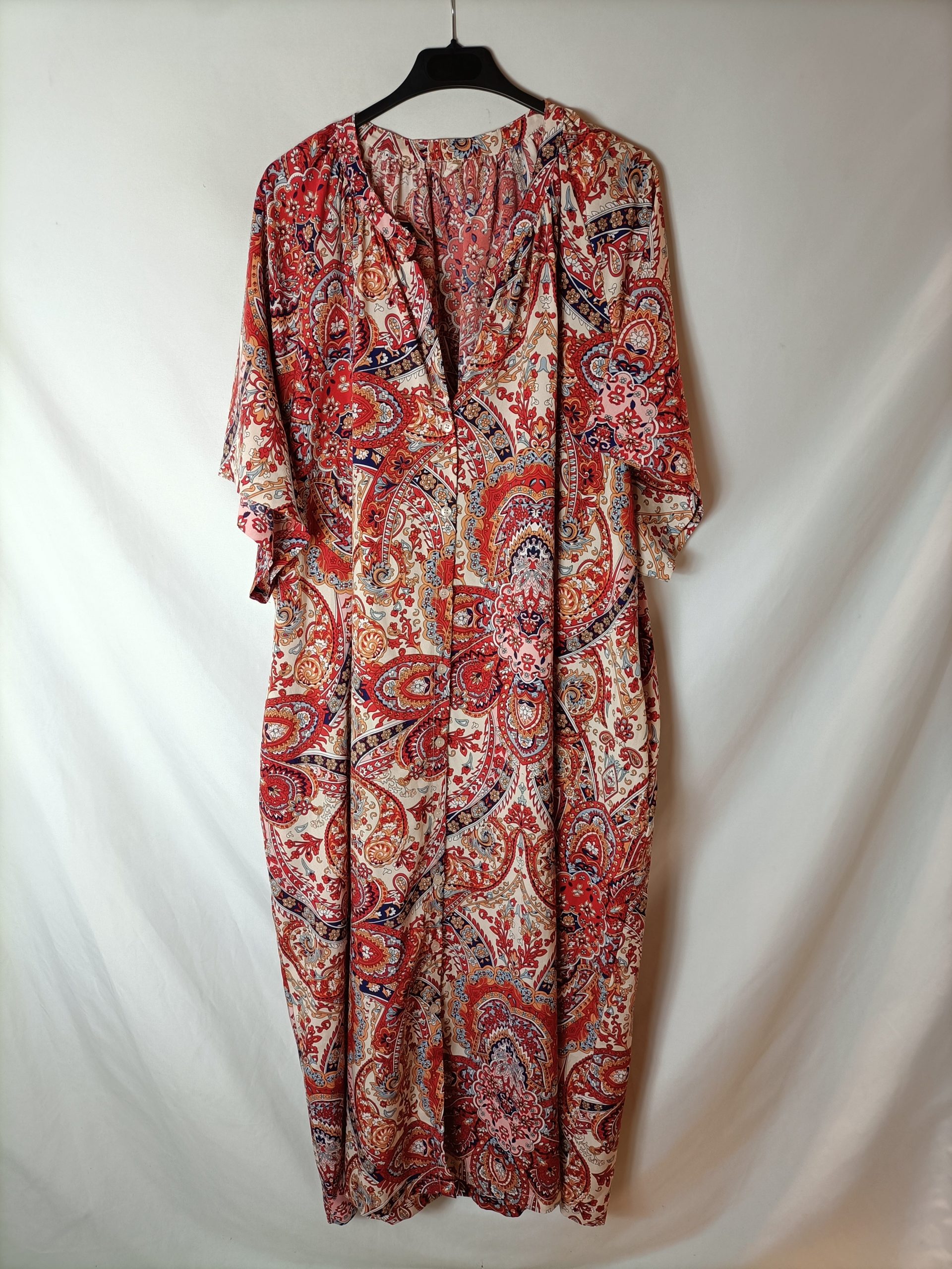 BUGANVILIA. Vestido camisero amebas T.u(3xl)