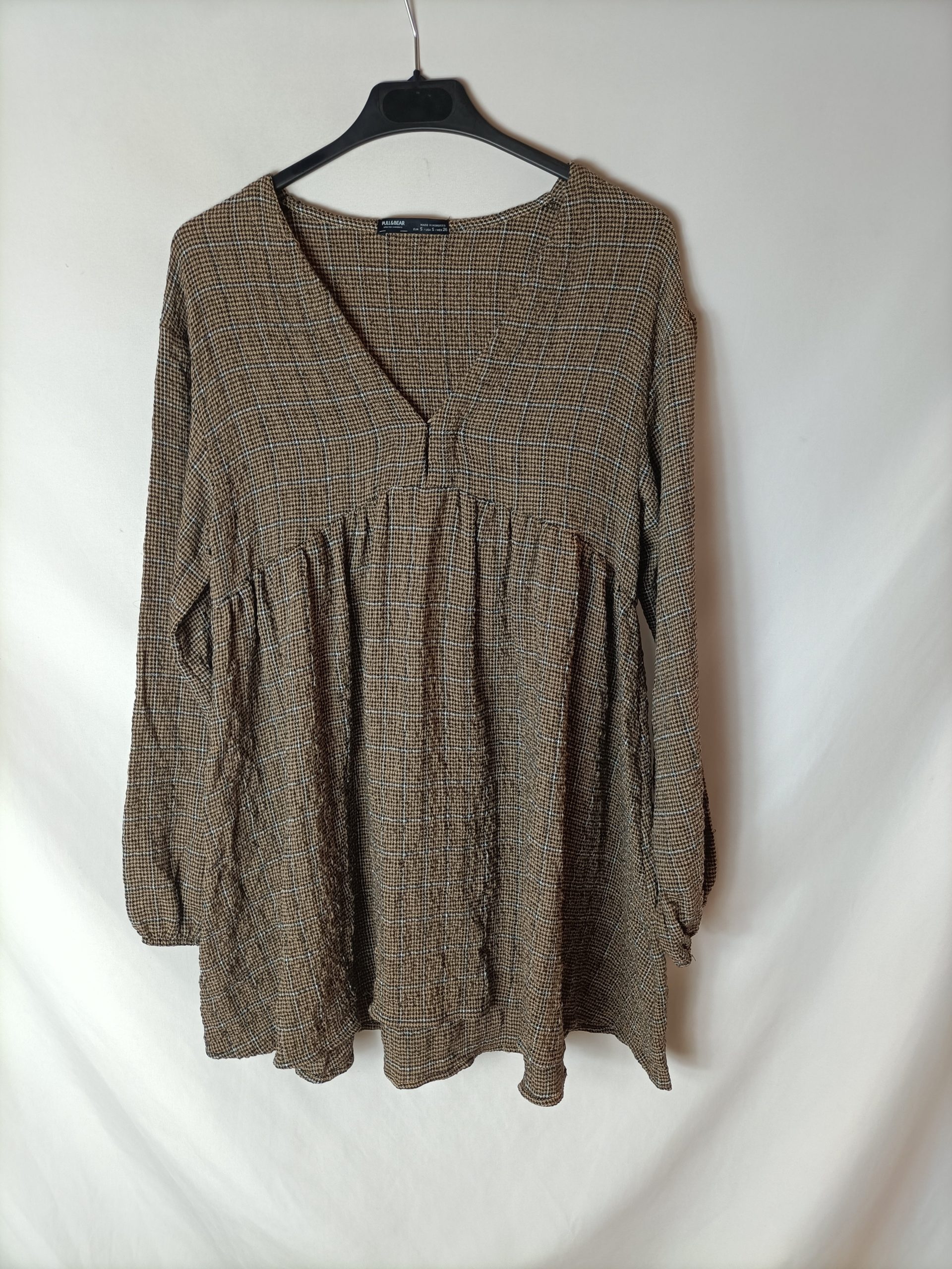 PULL&BEAR. Vestido corto pata de gallo T.s