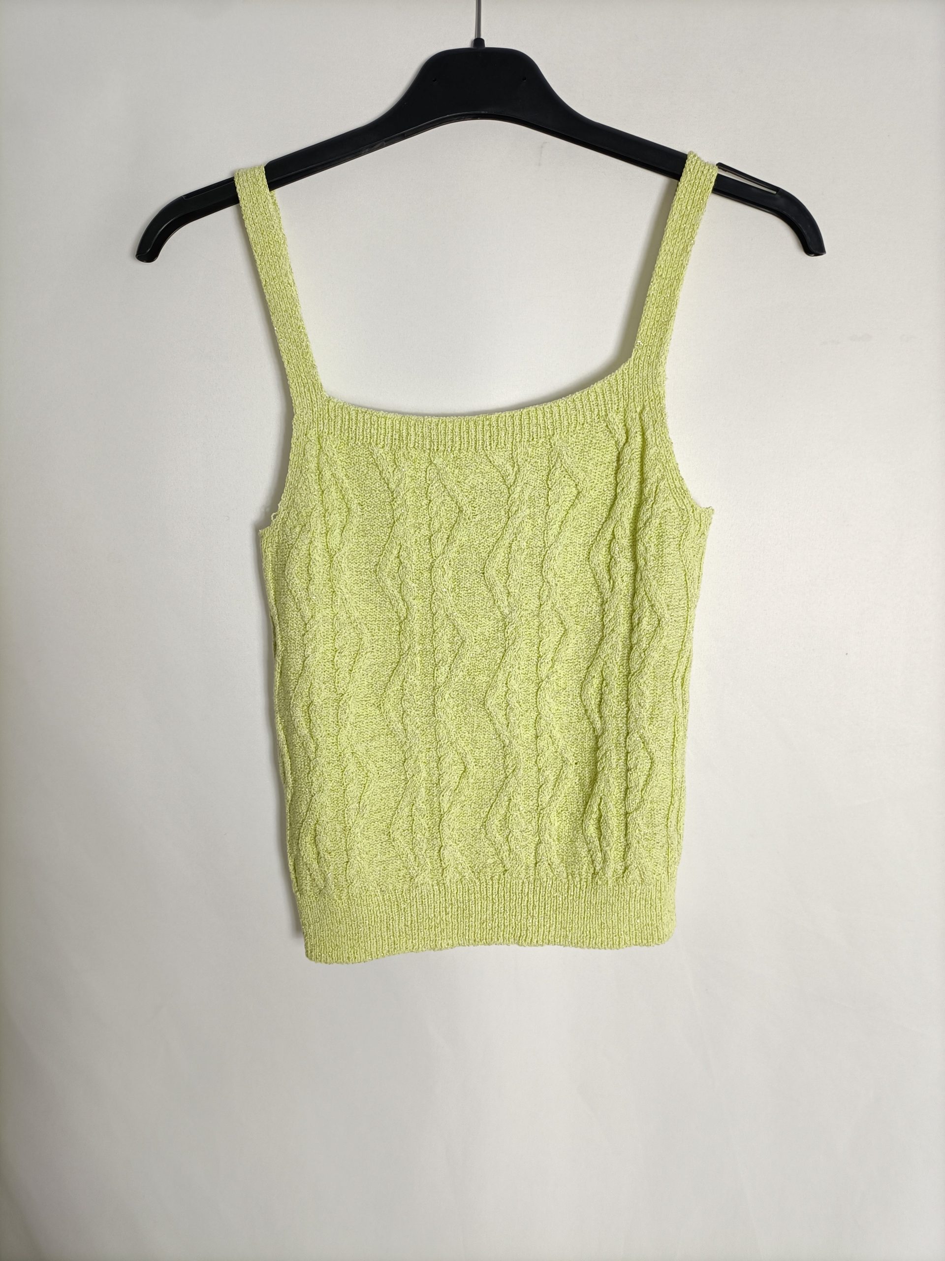 MANGO . Top verde lima hilos plata T.s