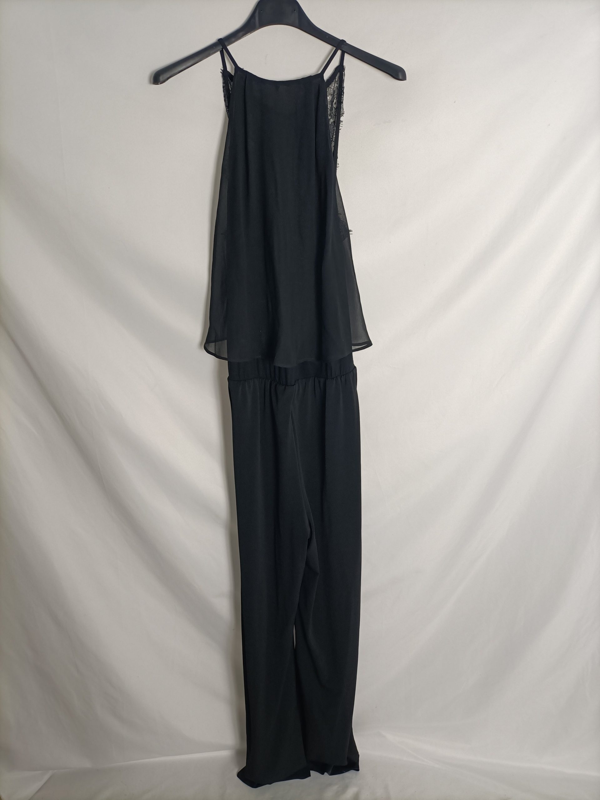 ZARA. Mono negro largo encaje T.s