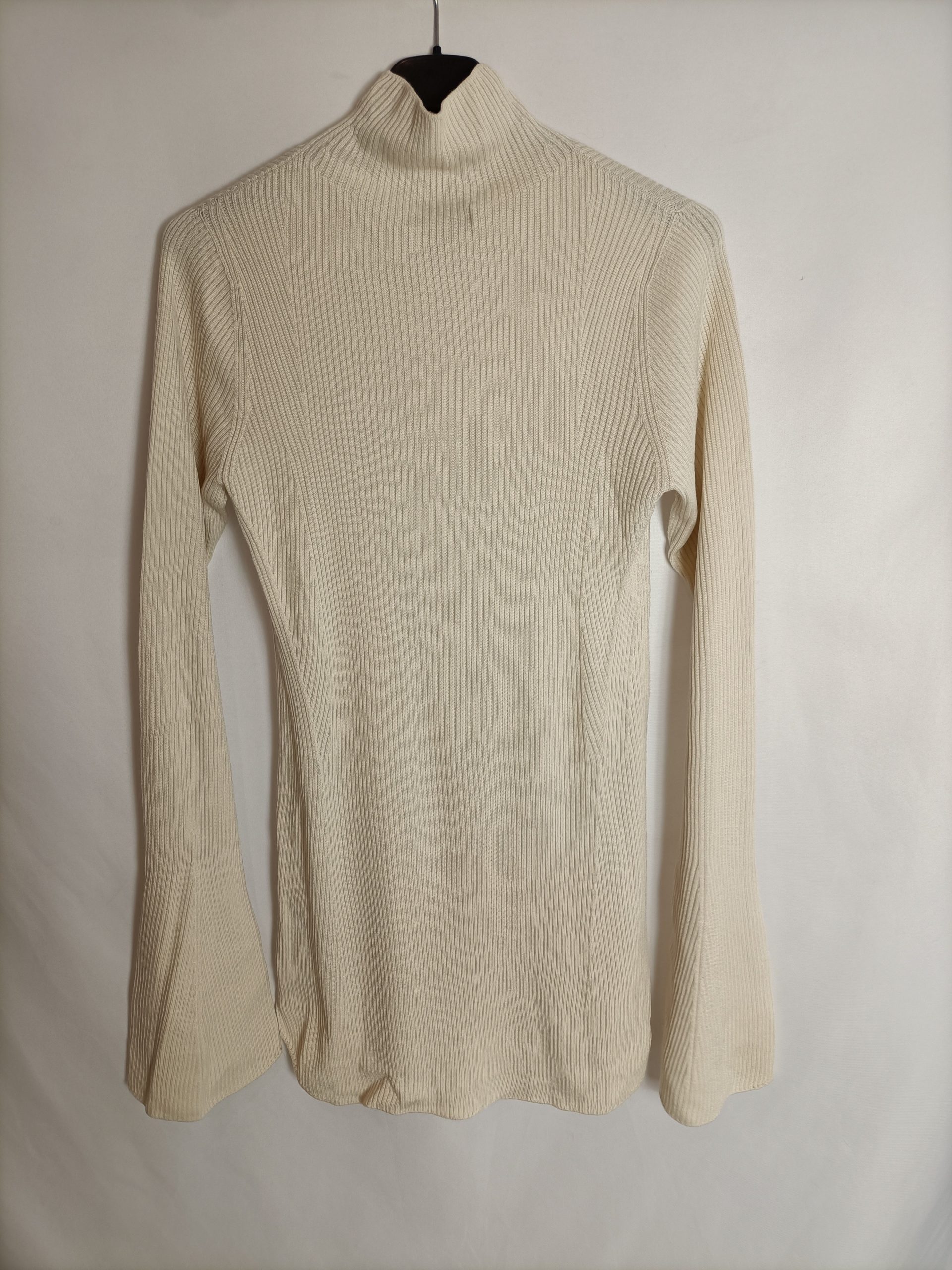 UNIQLO. Jersey canalé beige T.m