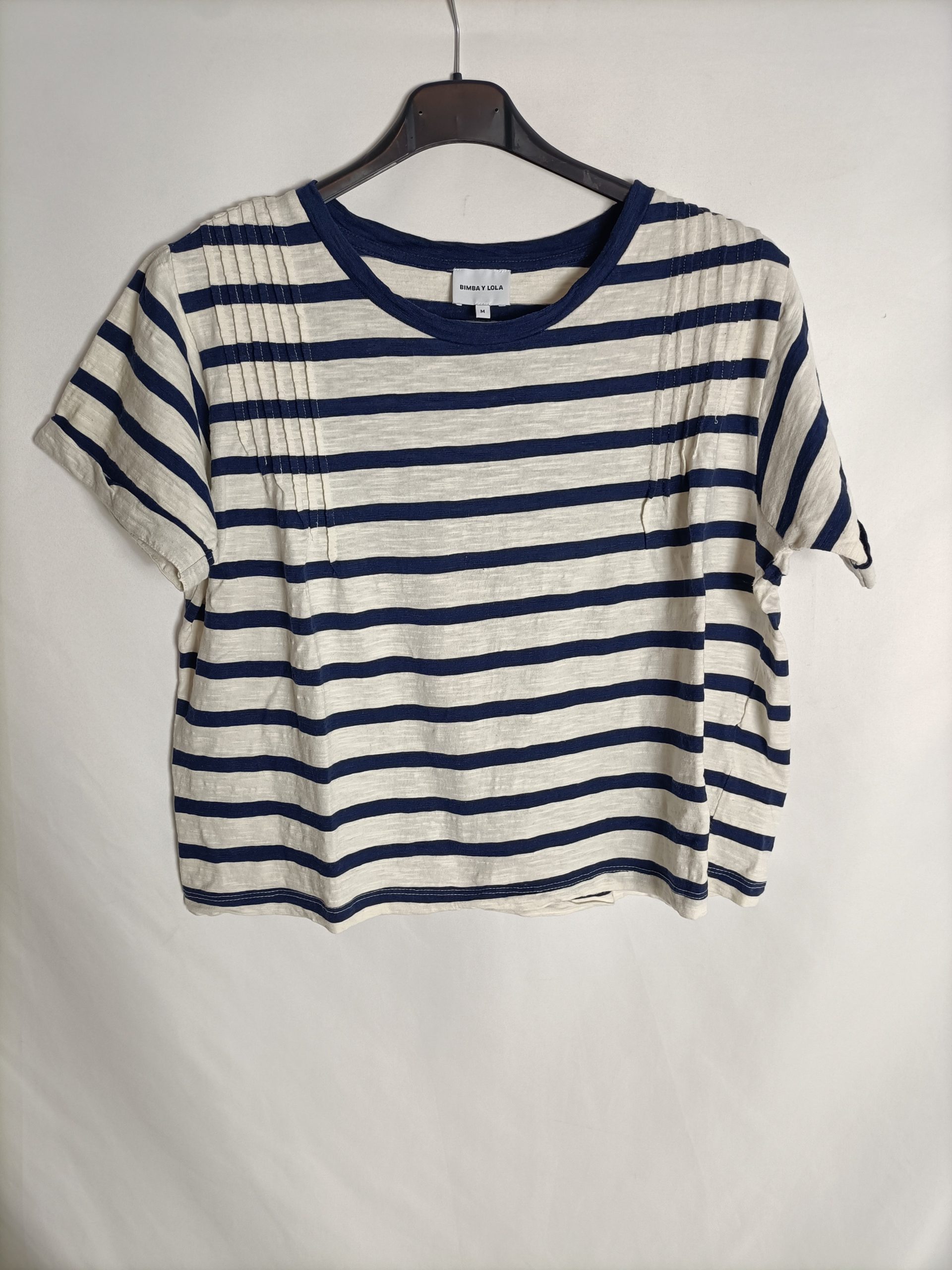 BIMBA Y LOLA. Camiseta beige rayas T.m