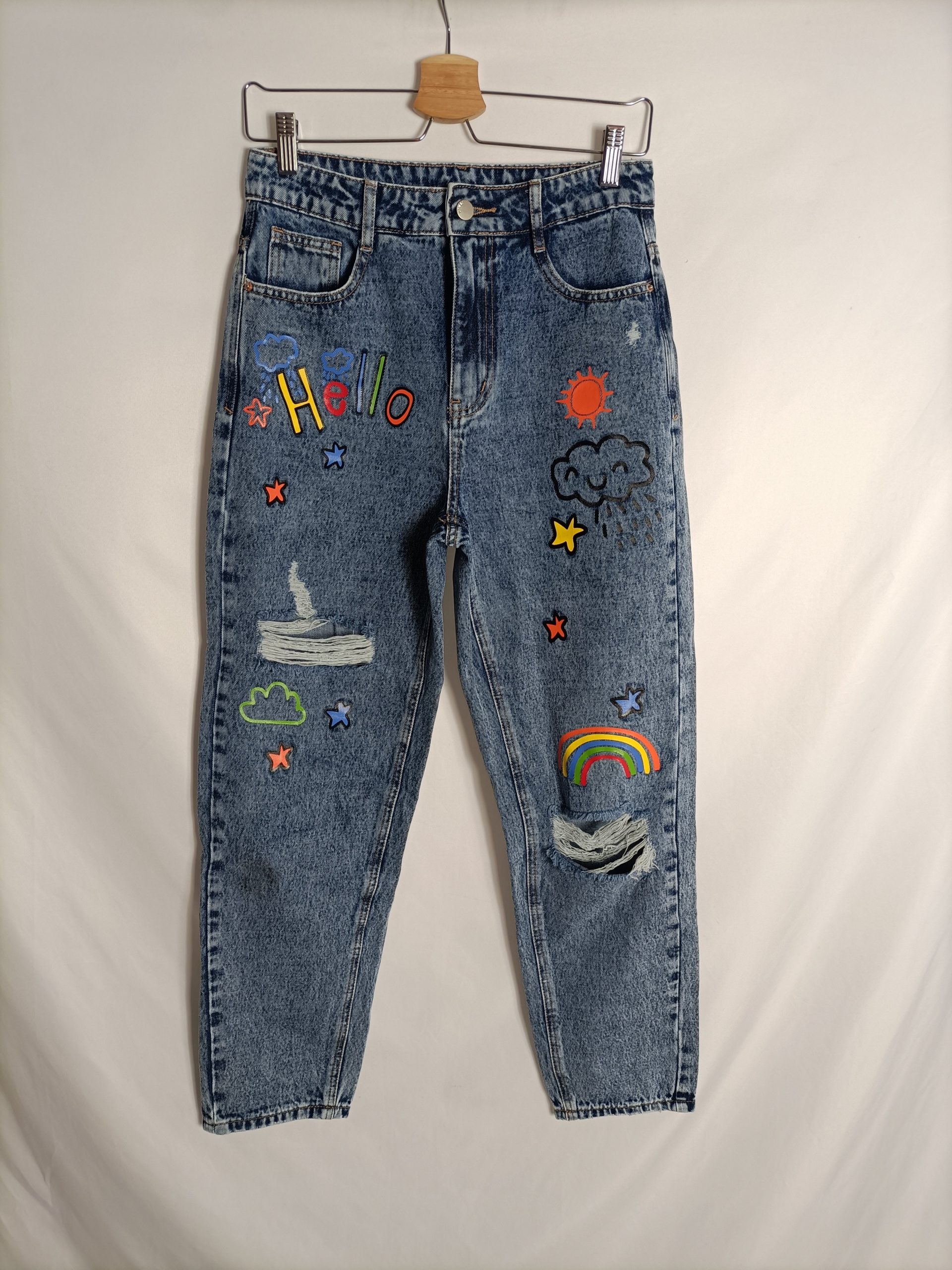 SHEIN. Pantalón parches denim T.s