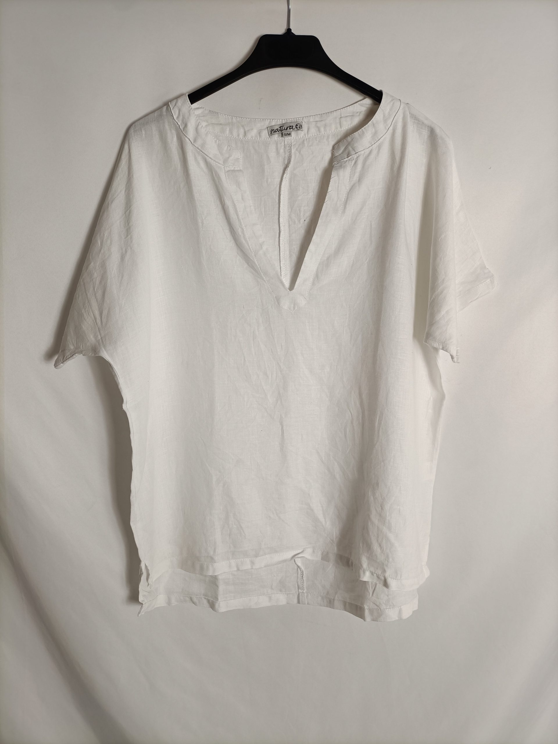 NATURA. Blusa blanca lino T.s/m