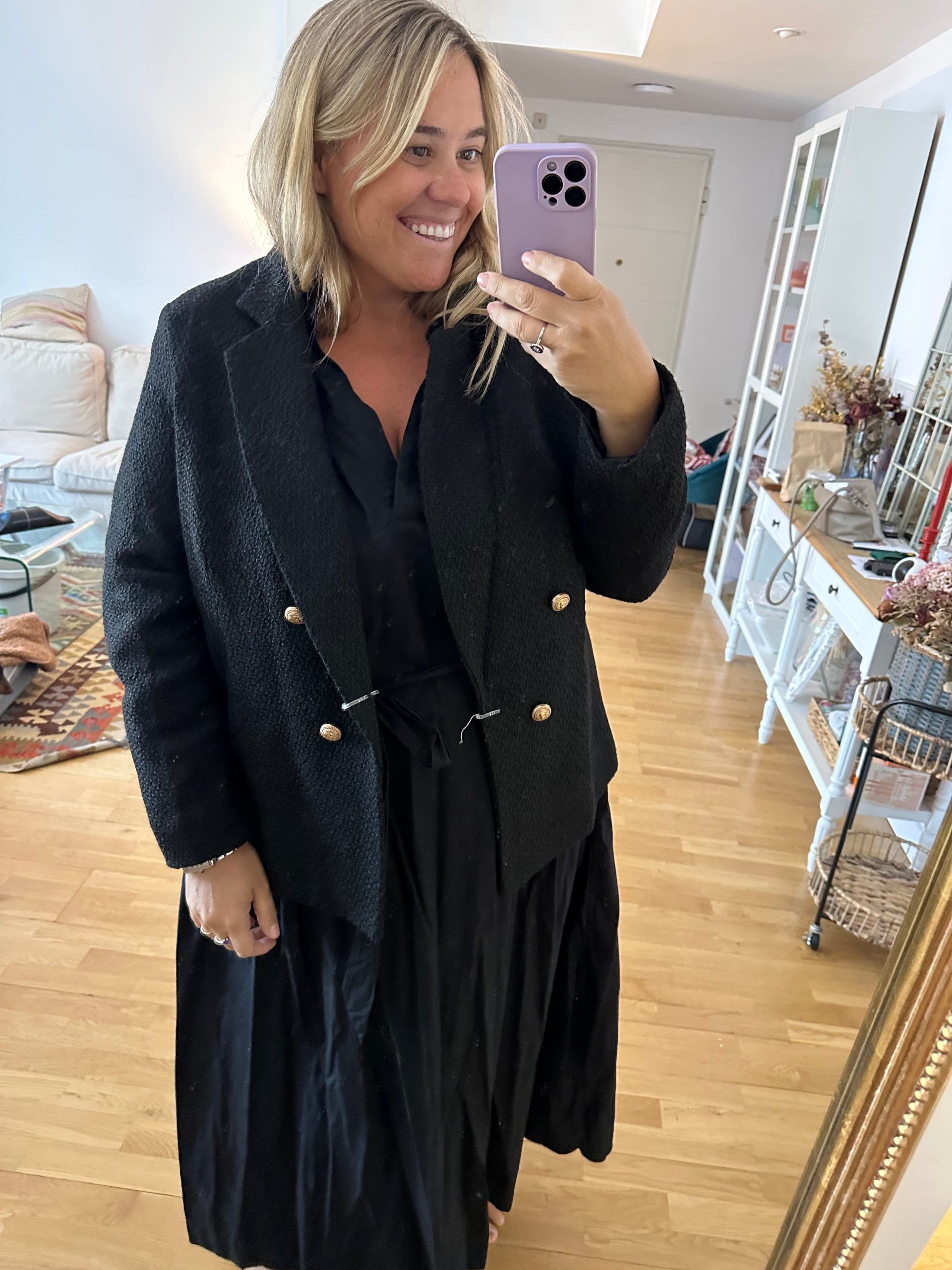 NEW LOOK CURVES. Blazer tweed negra T.52