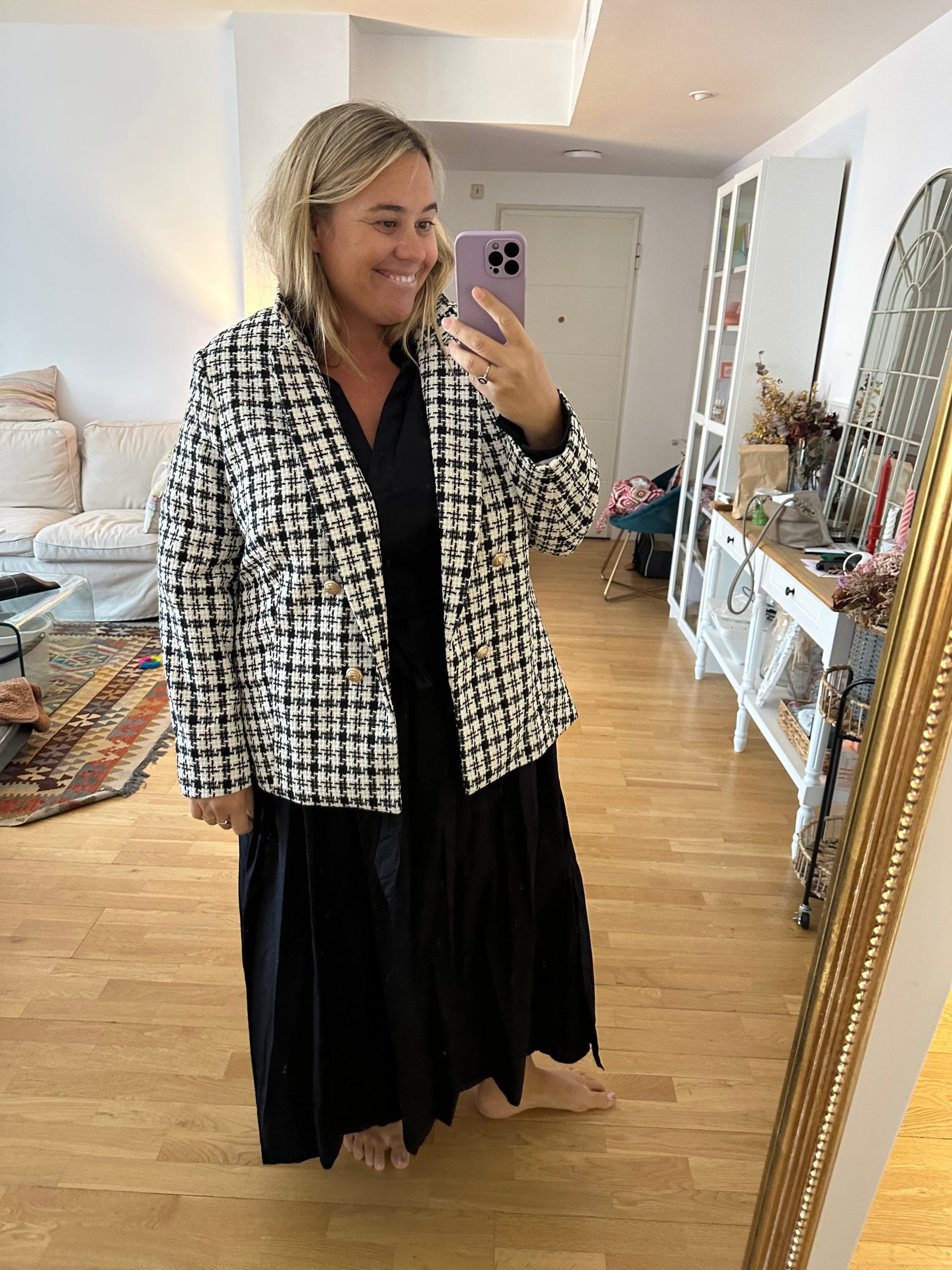 NEW LOOK CURVES. Blazer tweed cuadros T.52