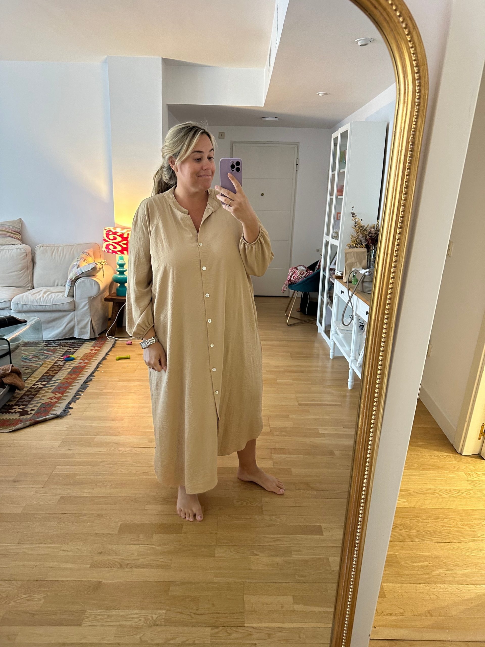 BUGANVILIA. Vestido camisero beige T.u(3xl)