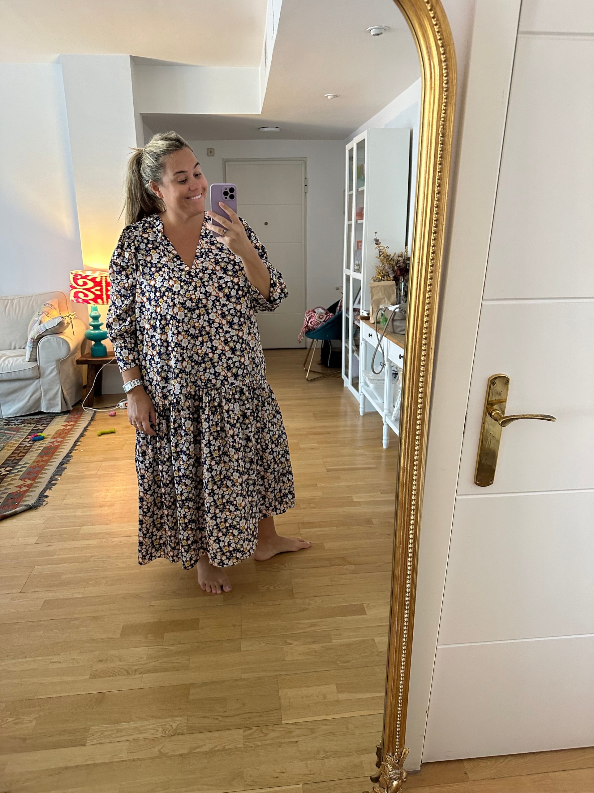 BUGANVILIA. Vestido fluido flores T.u(xxl)