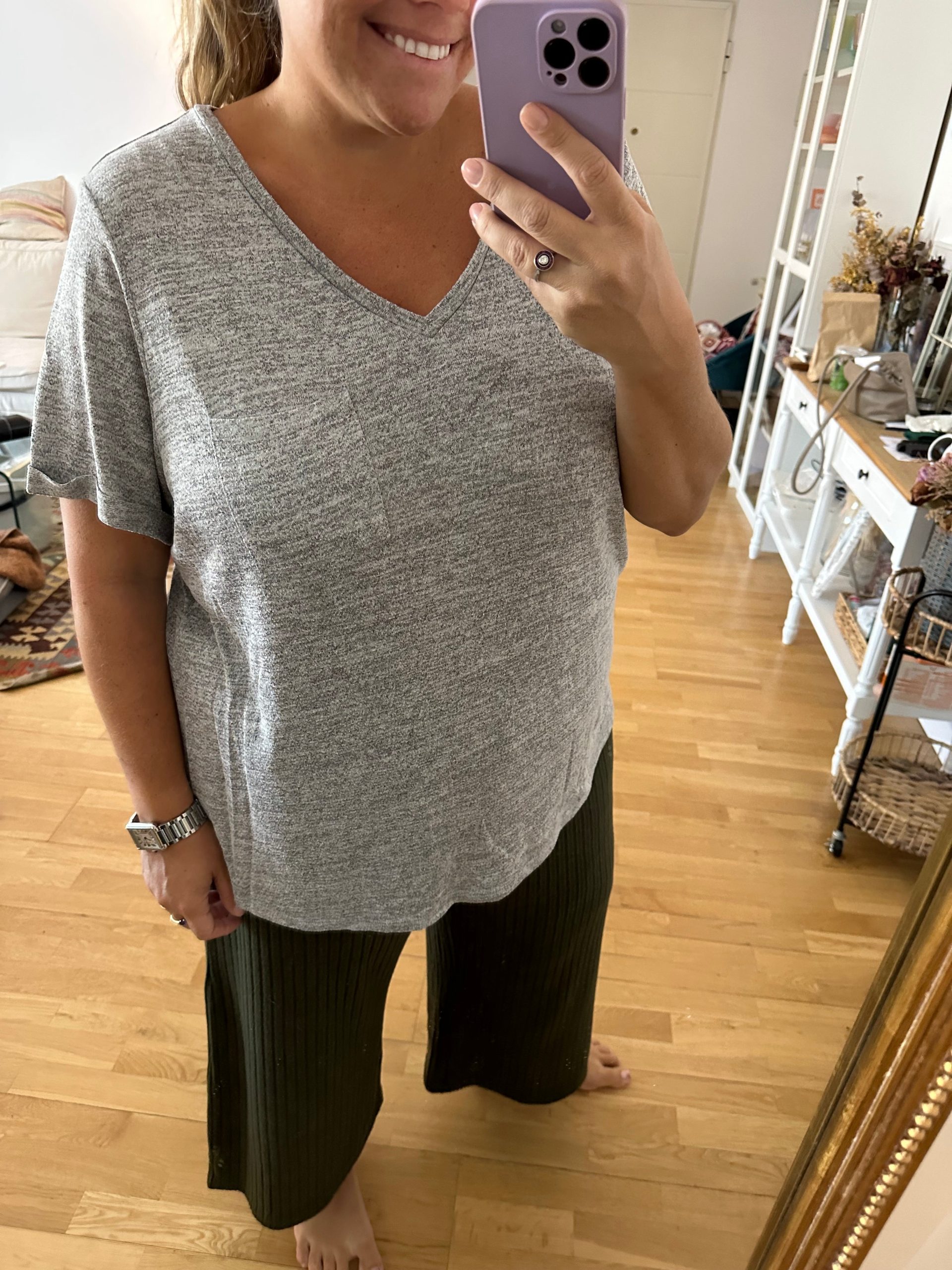 AVA VIV. Camiseta gris jaspeada T.3xl