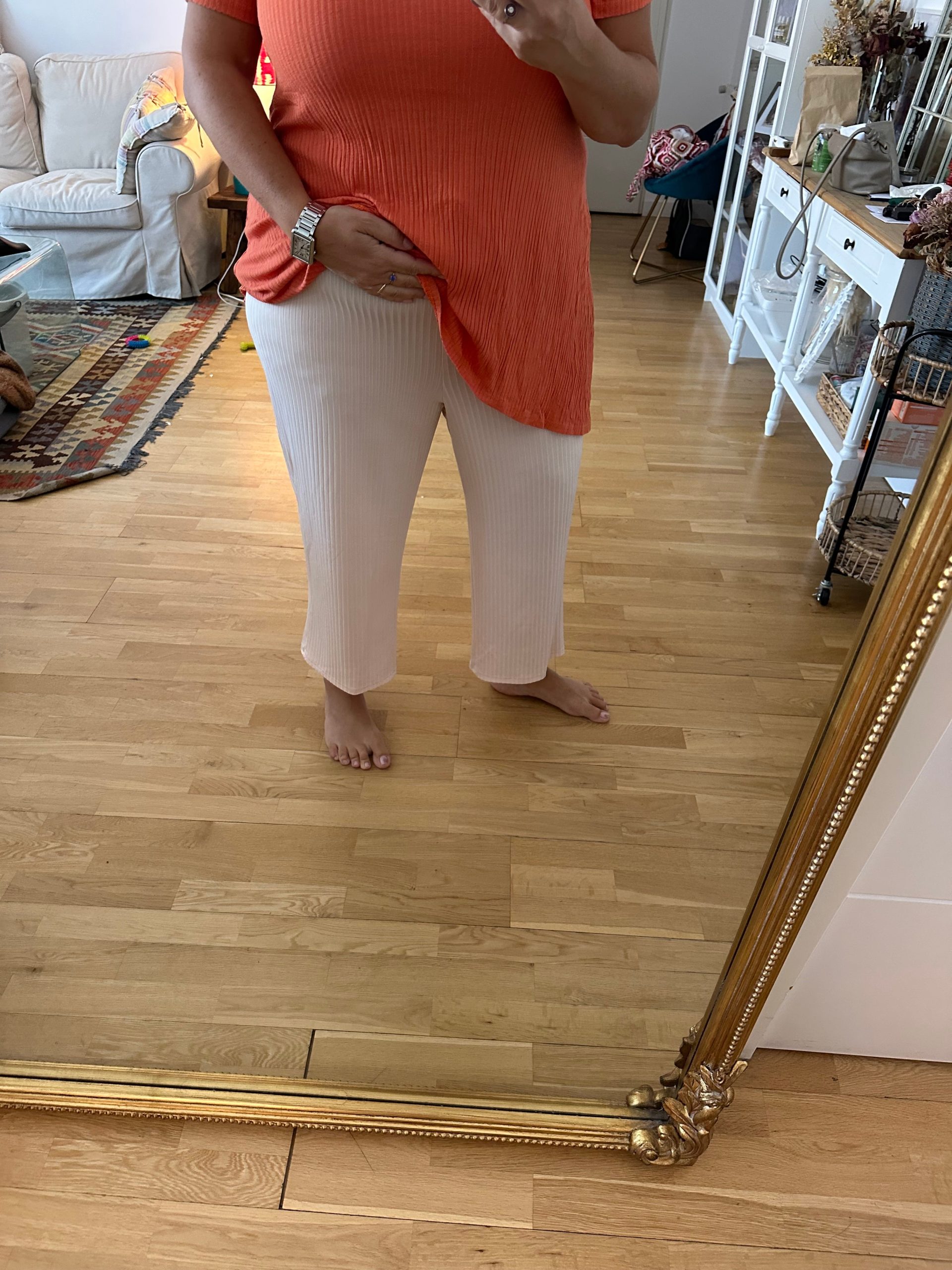 BUGANVILIA. Pantalón beige culotte T.3xl