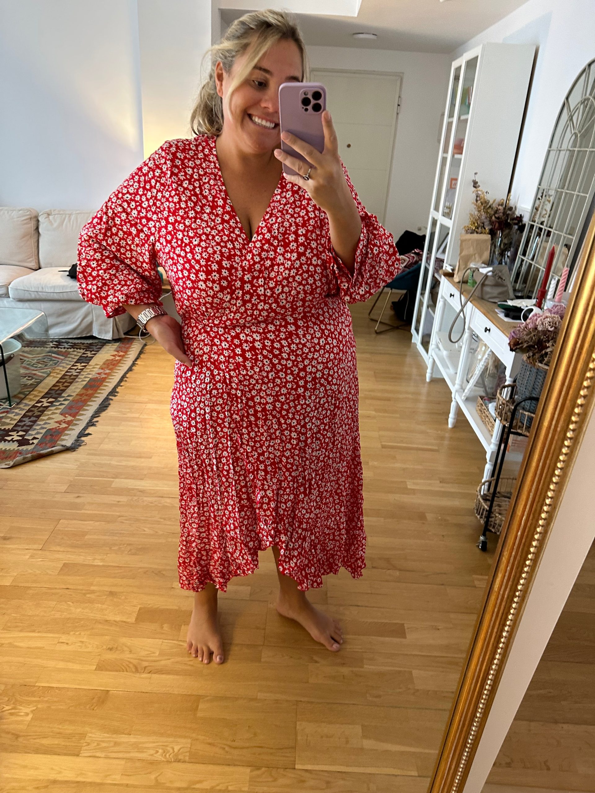 BUGANVILIA. Vestido rojo flores T.u(3xl)