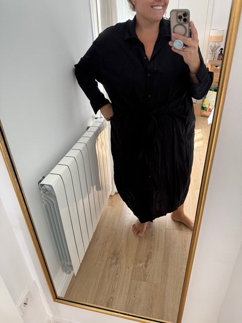 BUGANVILIA. Vestido largo negro T.3xl