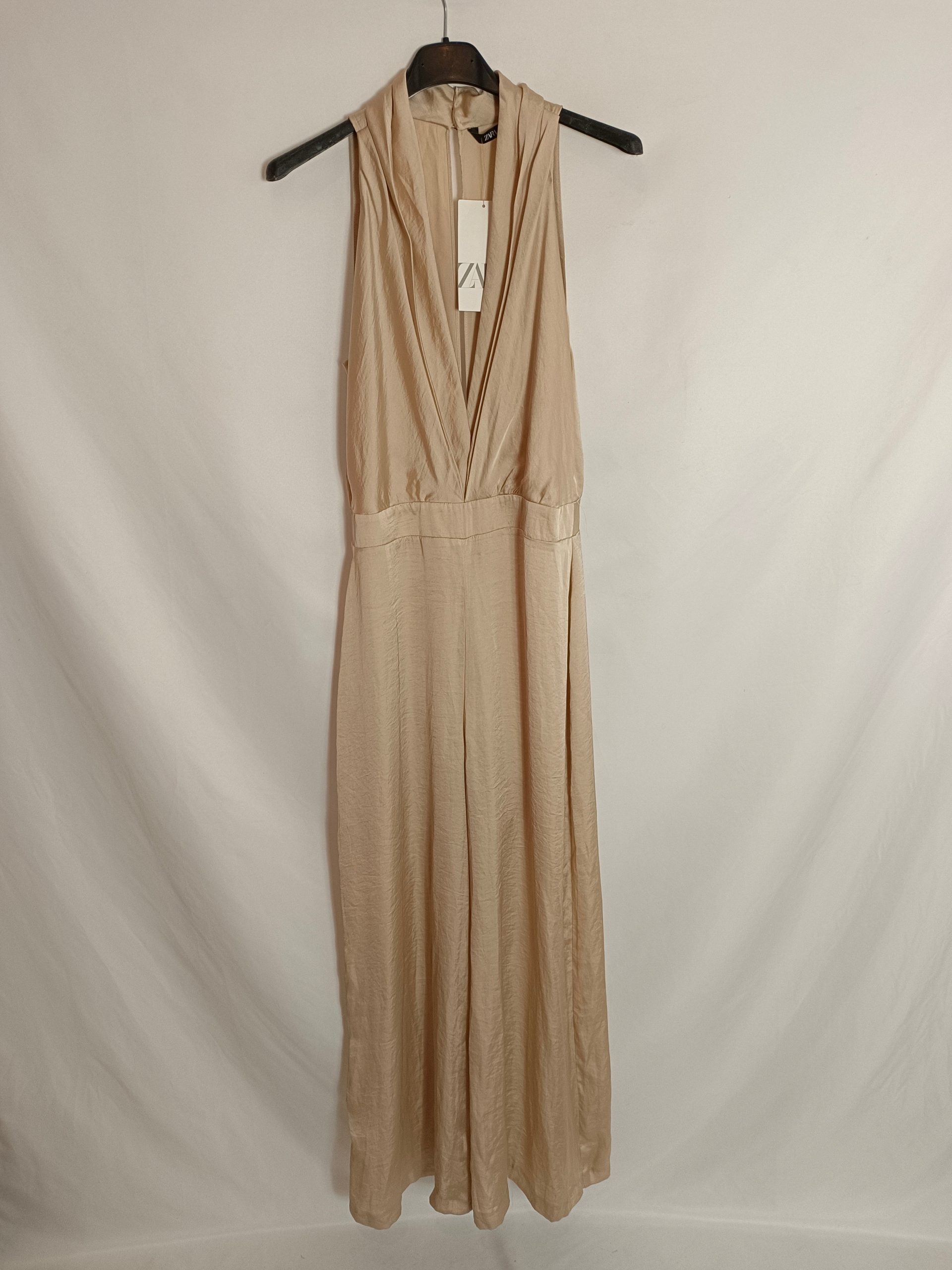 ZARA. Mono beige fluido T.xs