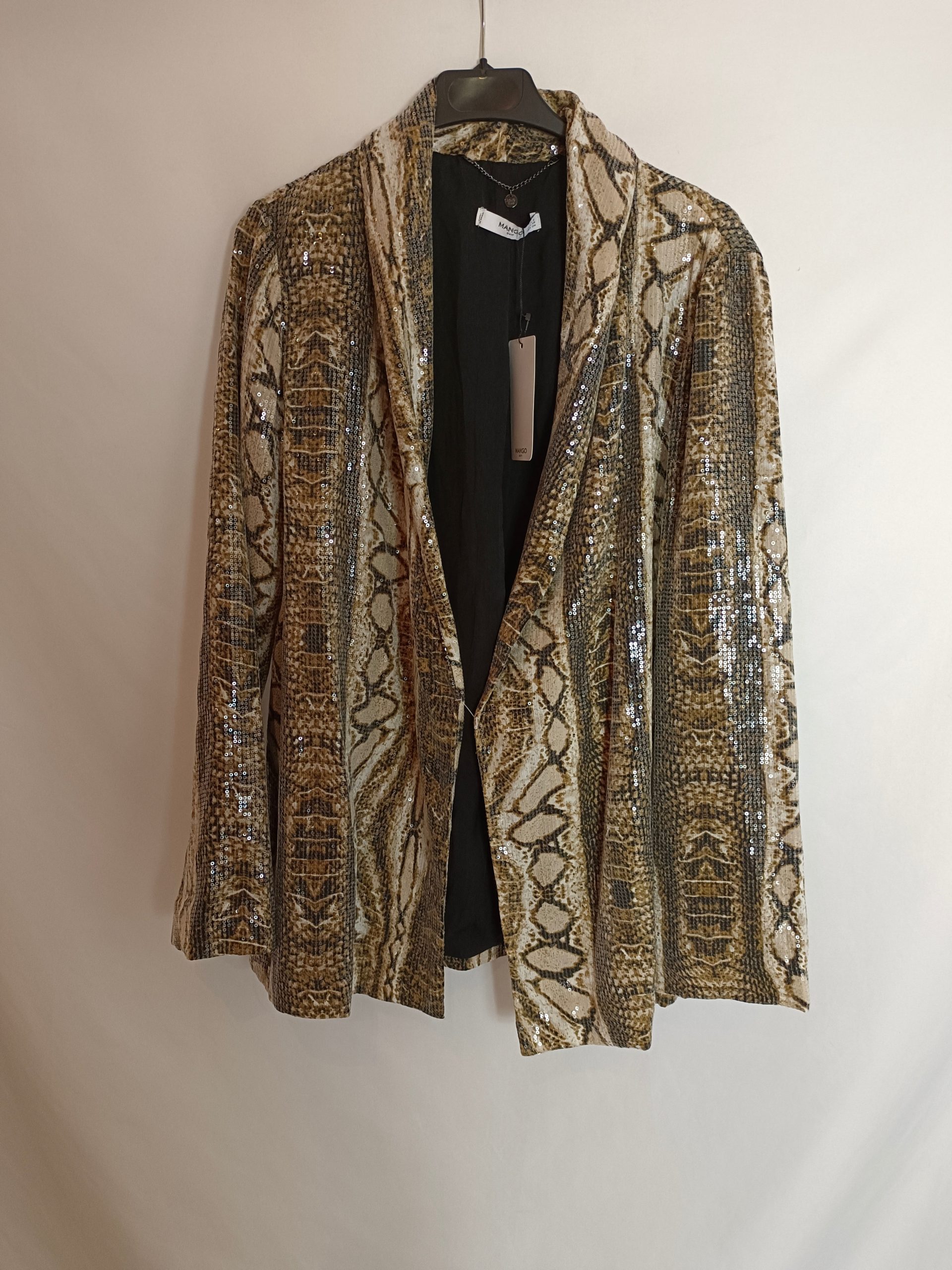 MANGO. Blazer print lentejuelas T.s