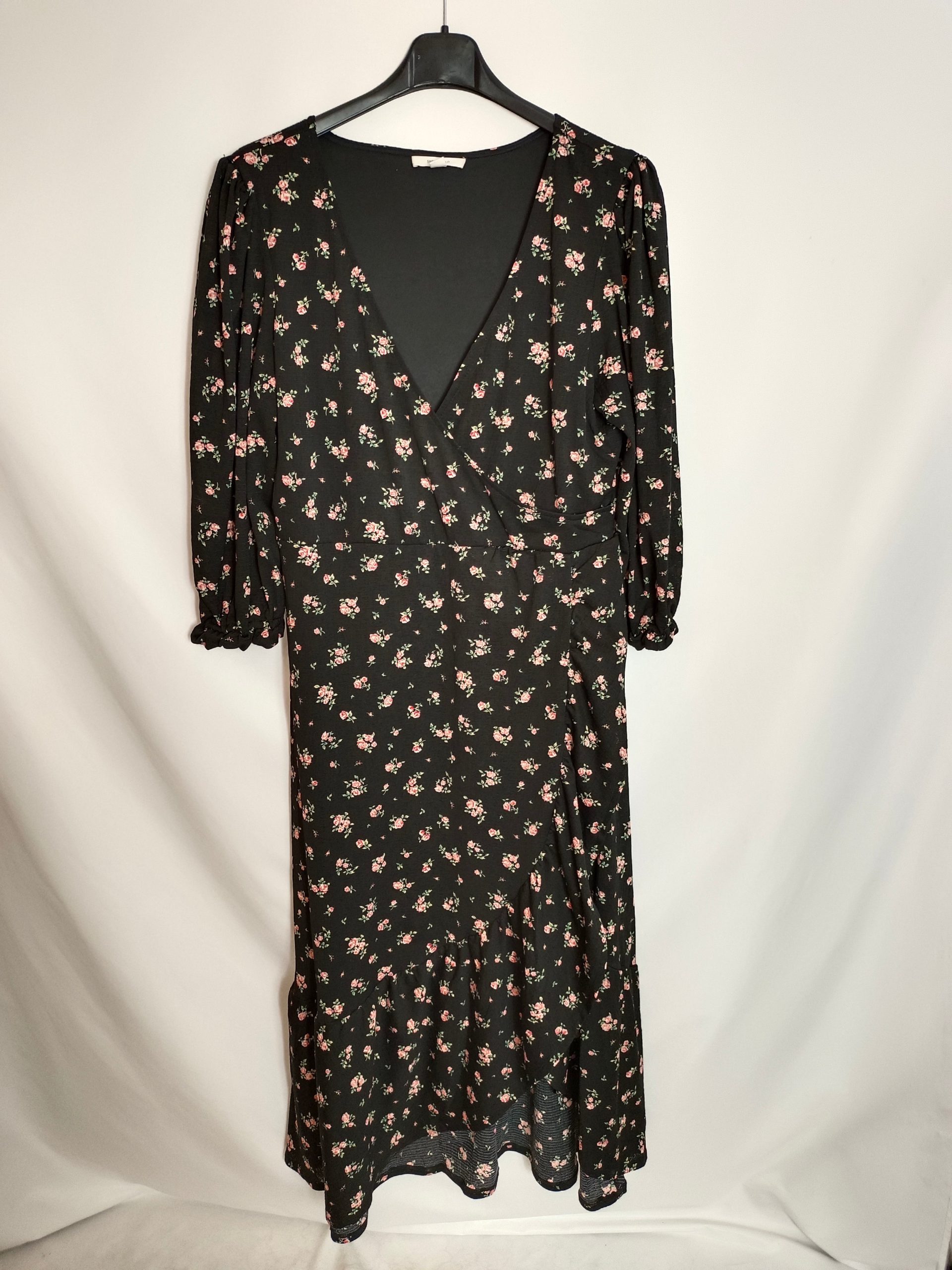 SPRINGFIELD. Vestido negro flores T.xl