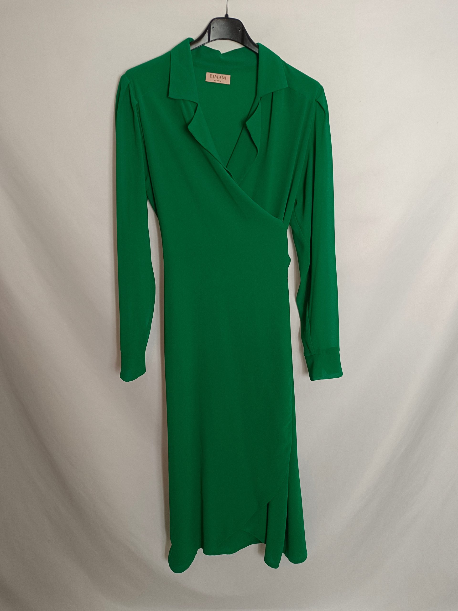 BIMANI. Vestido cruzado verde T.m