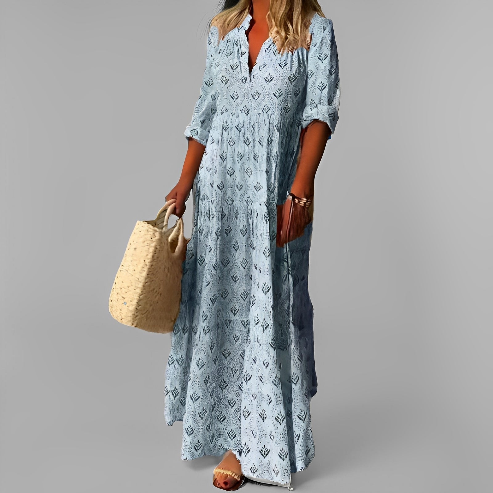 Monna - Retro y corte holgado vestido maxi para mujeres