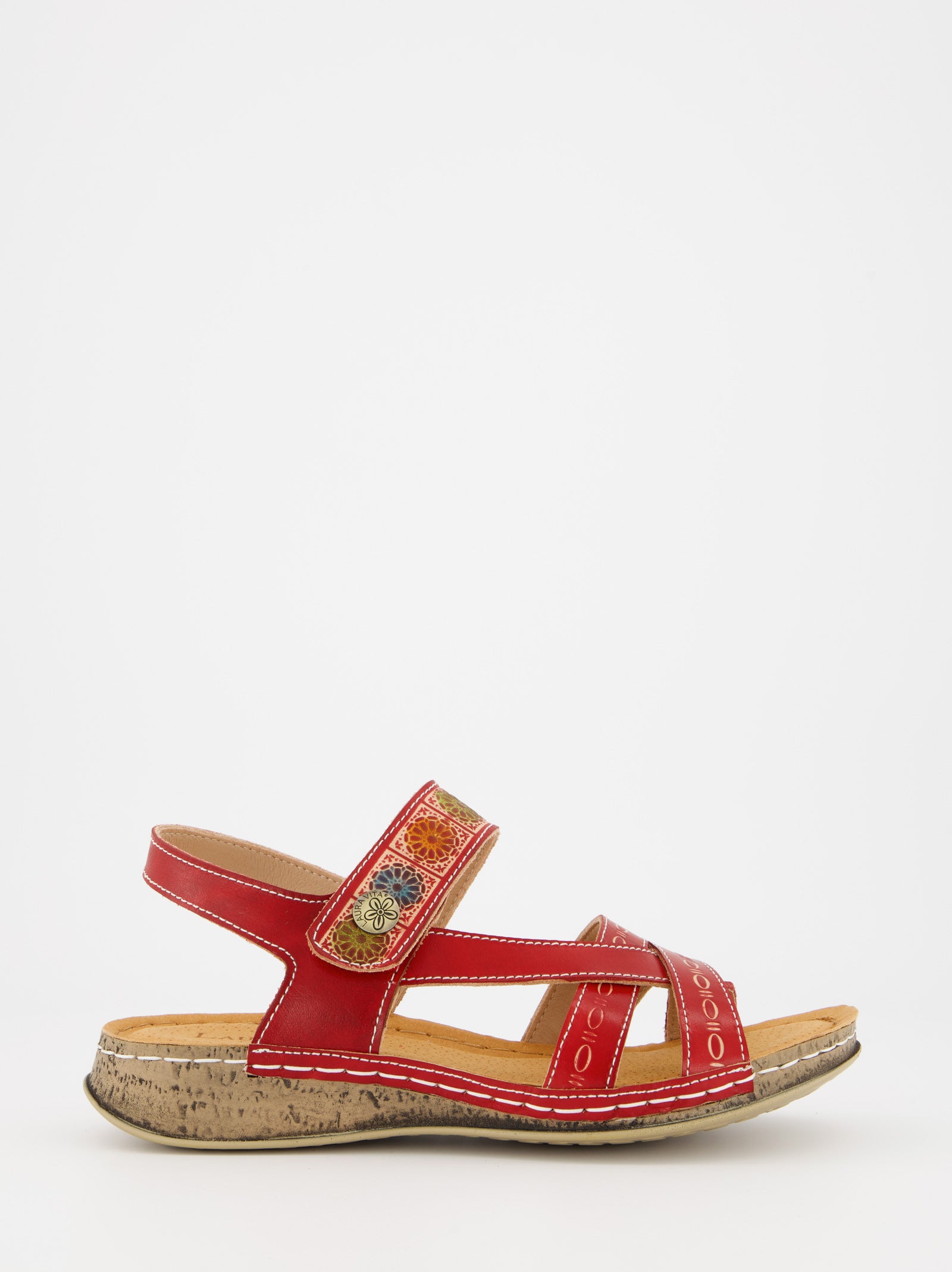 Sandalias de piel con cuña estampadas de Laura Vita