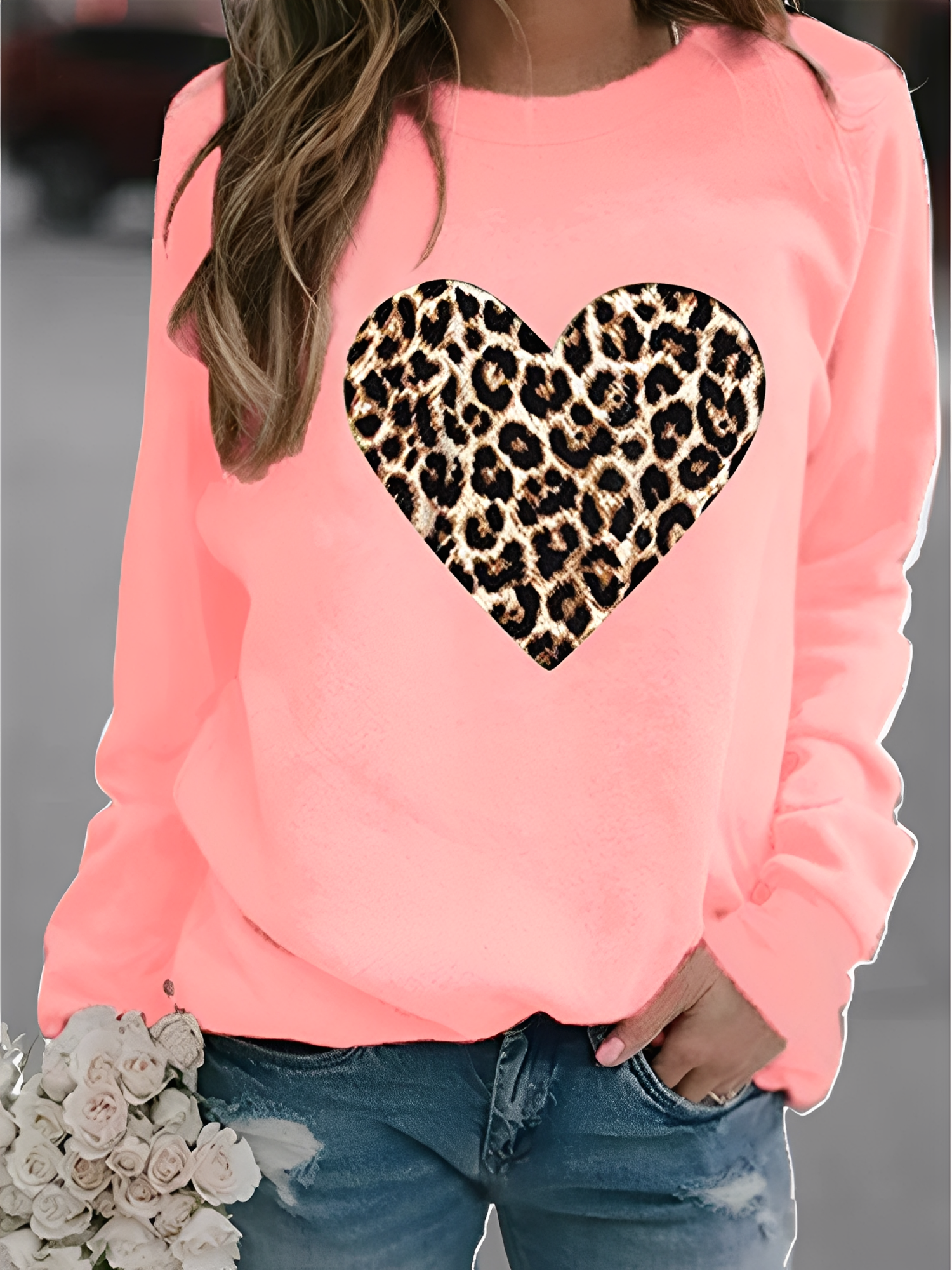 Daniella - Suéter casual con diseños de corazón para mujer