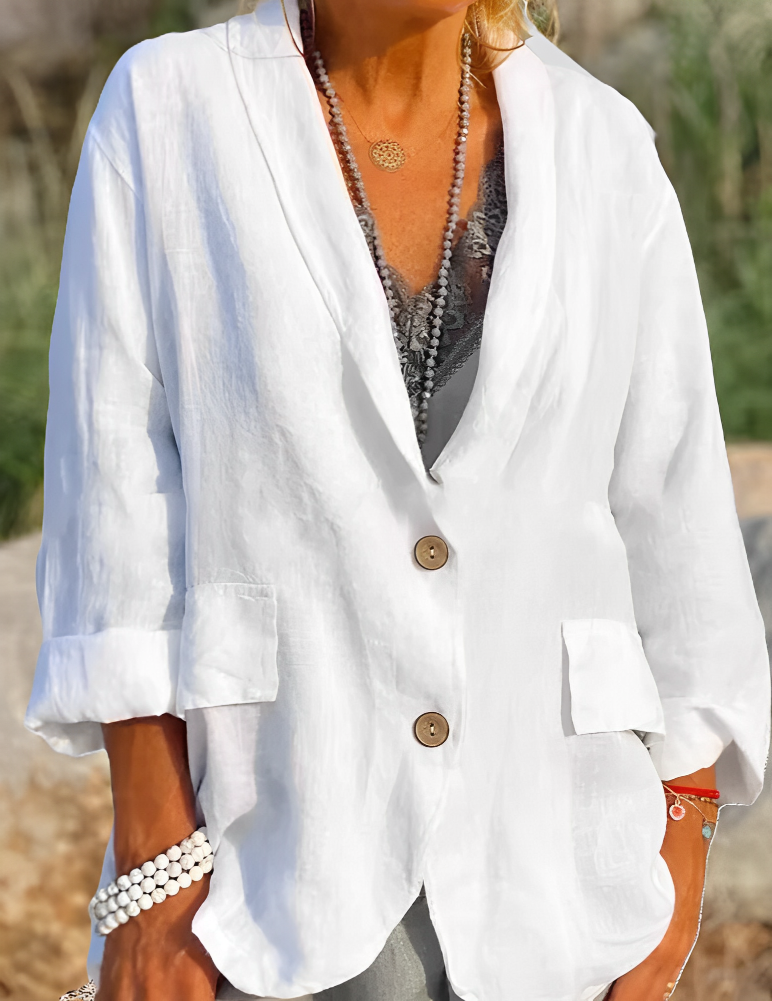 Louisa - Chaqueta de lino casual y suelta para mujeres