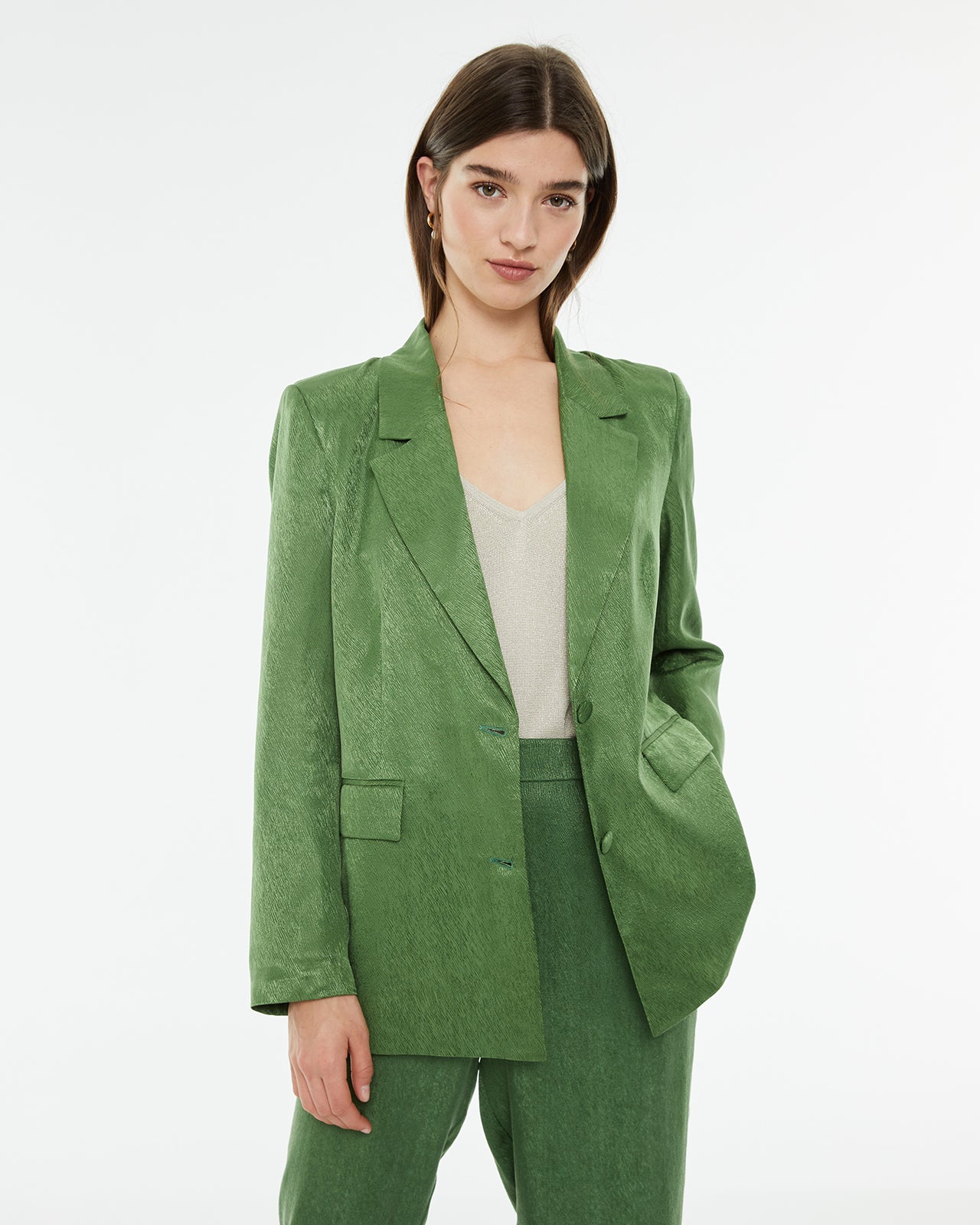 Americana recta jacquard con cierre botones delanteros