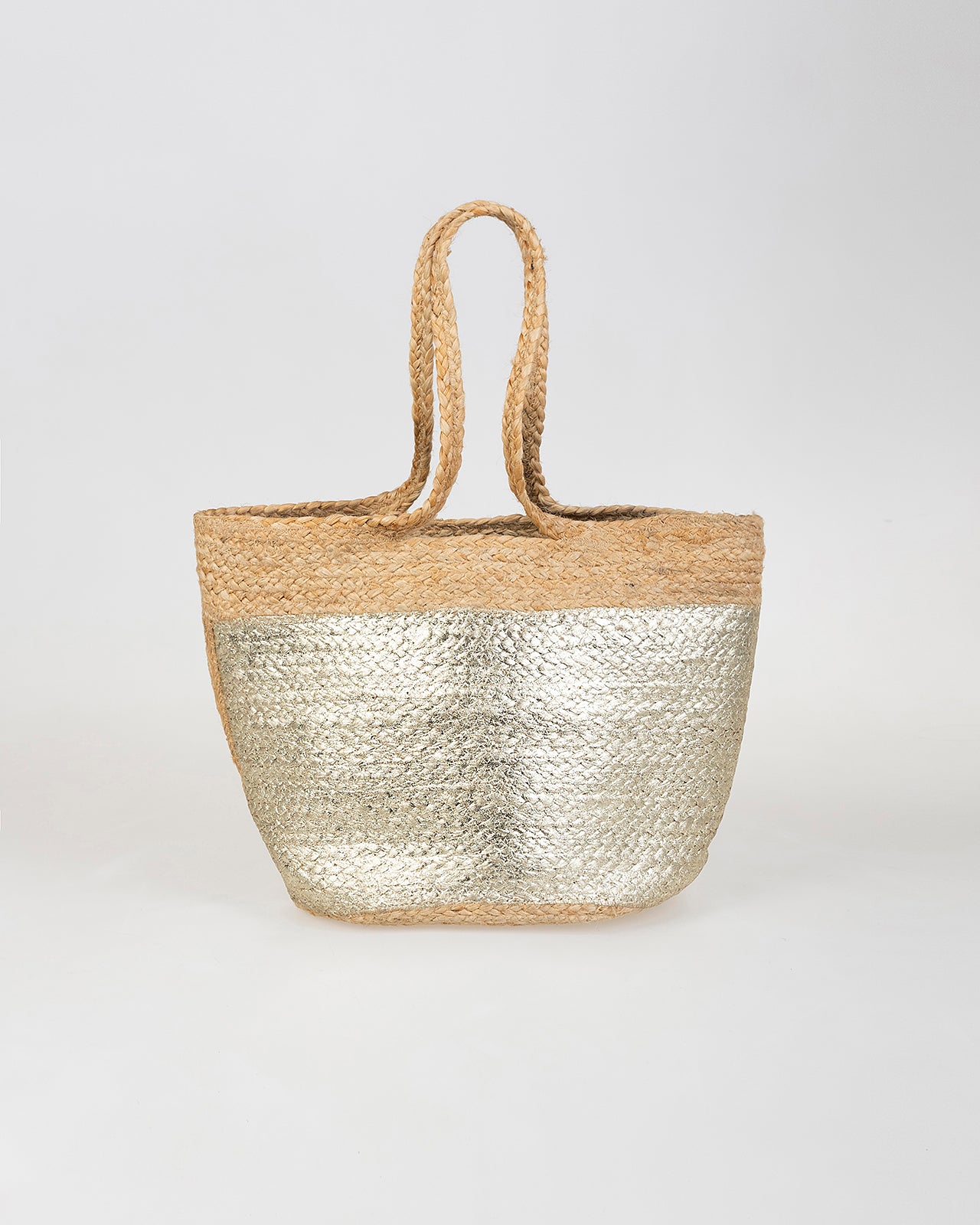 Bolso yute contraste oro