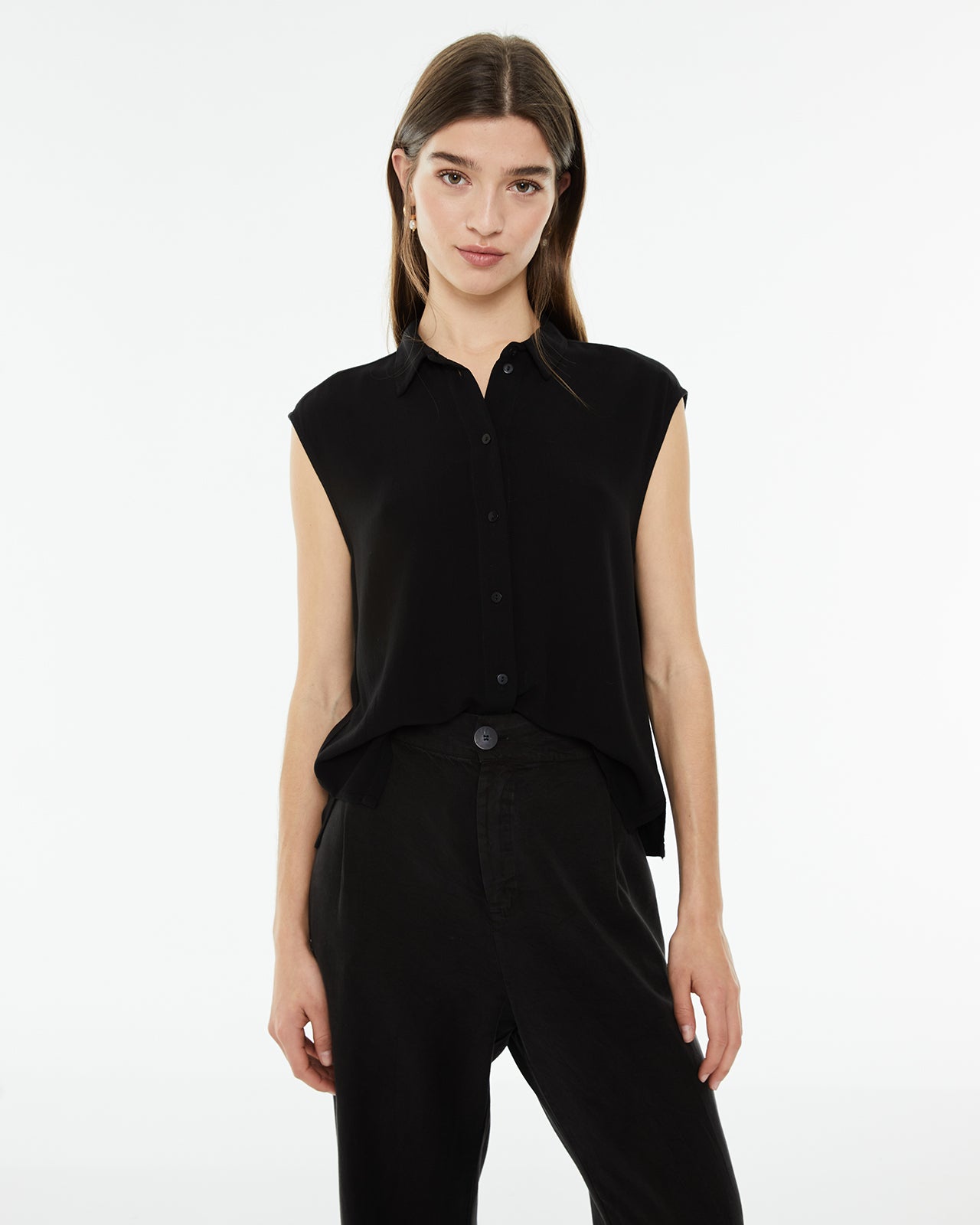 Camisa fluida oversize sin mangas