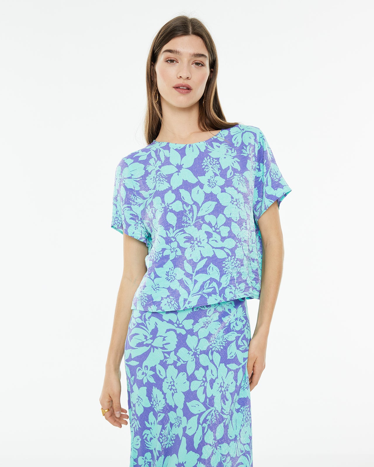 Camisa de manga corta estampado floral grande