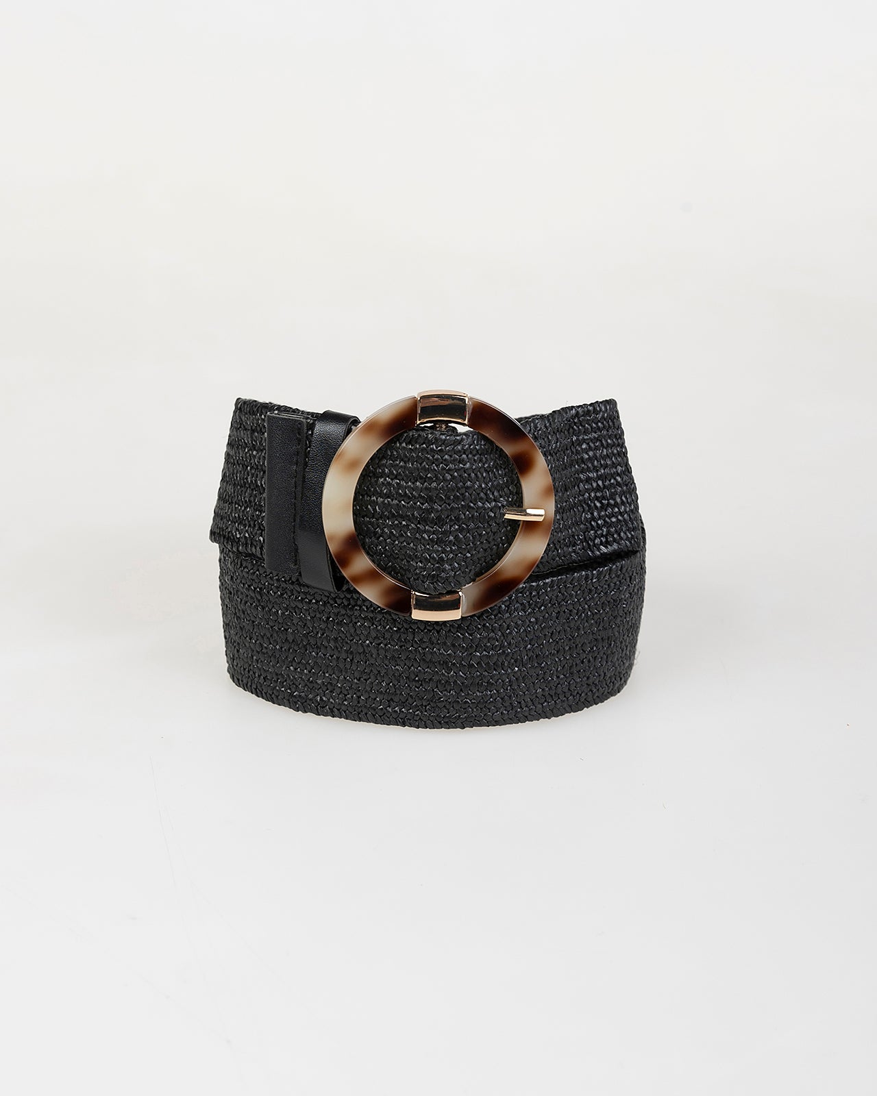 Cinturón negro elástico rafia