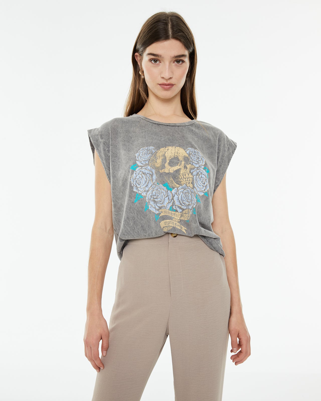 Camiseta posicional calavera sin mangas